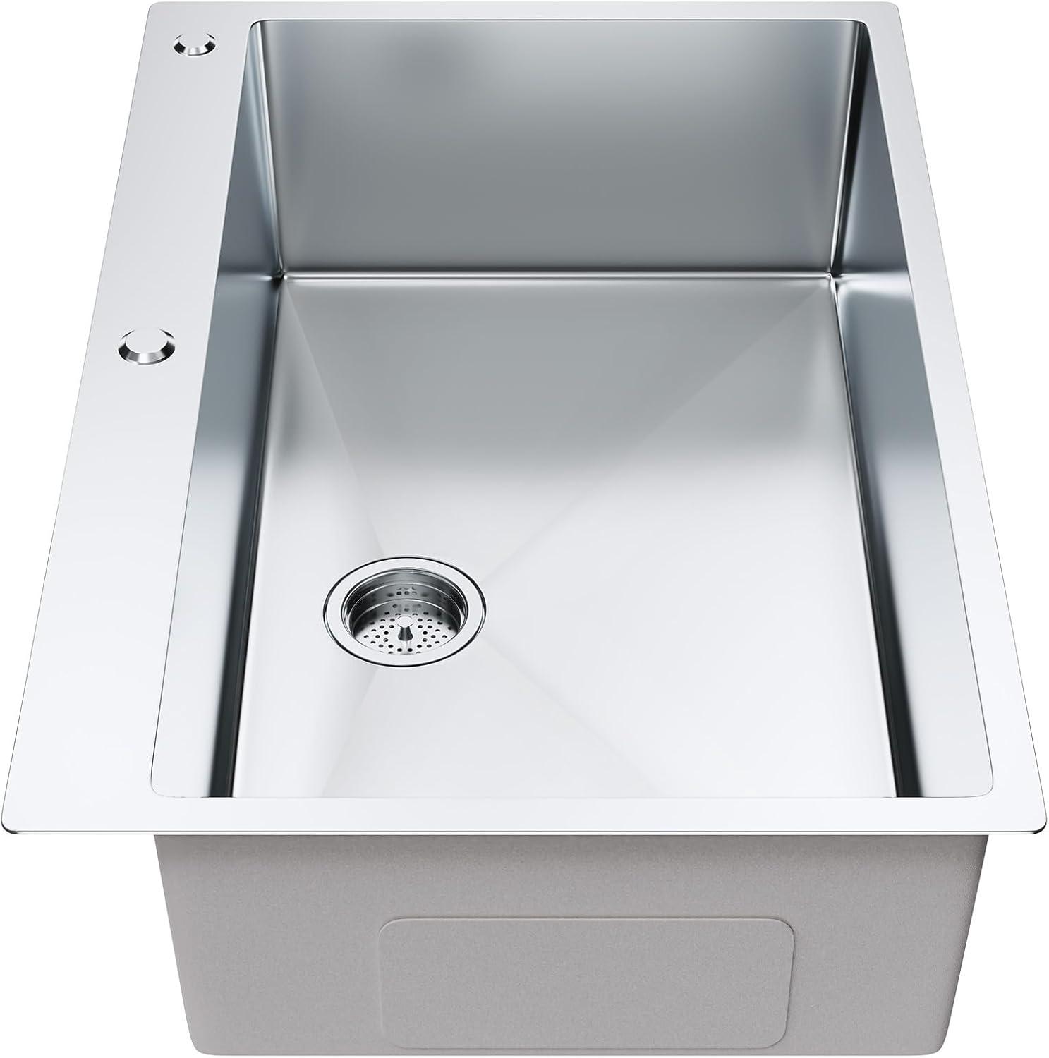 33'' L Flush Single Bowl Stainless Steel Kitchen Sink