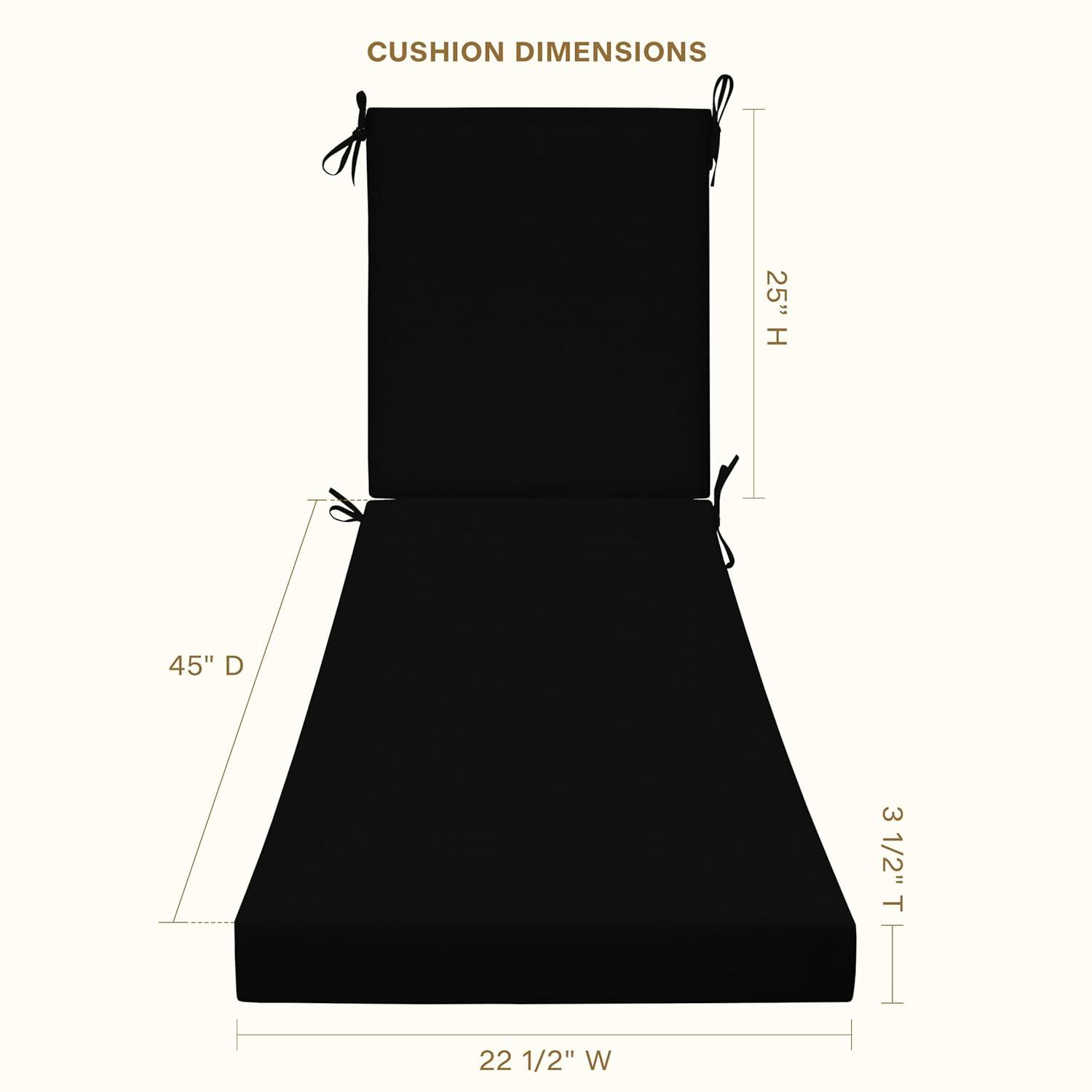 Honeycomb Outdoor Chaise Lounge Cushion - Sunbrella Canvas Black