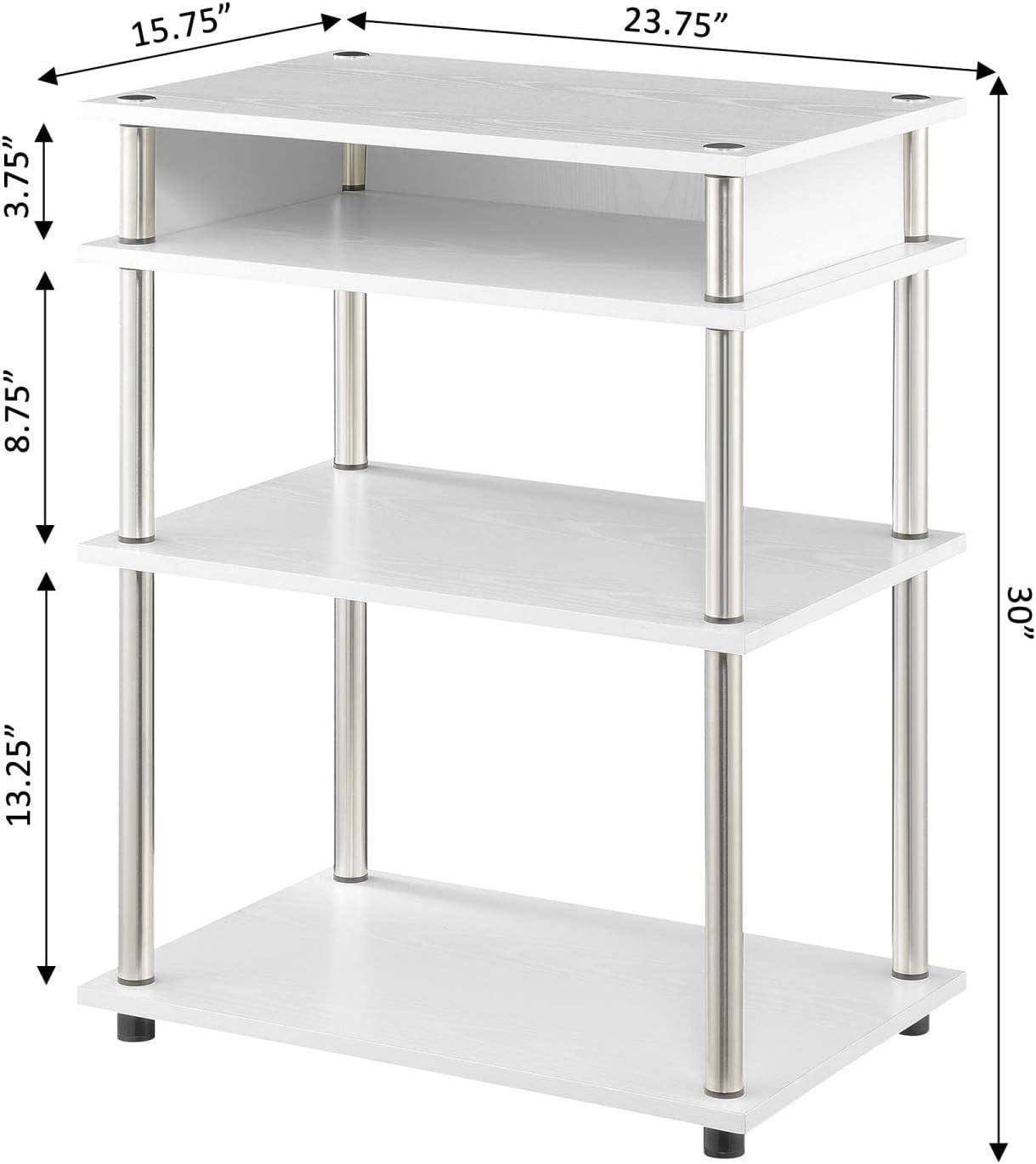 Convenience Concepts Designs2Go No Tools Printer Stand with Shelves, White