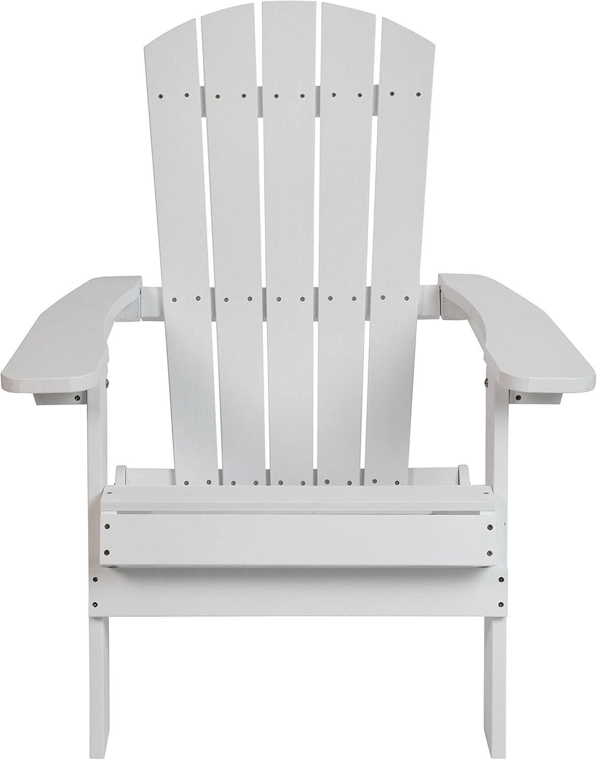 Flash Furniture Charlestown All-Weather Poly Resin Indoor/Outdoor Folding Adirondack Chair in White
