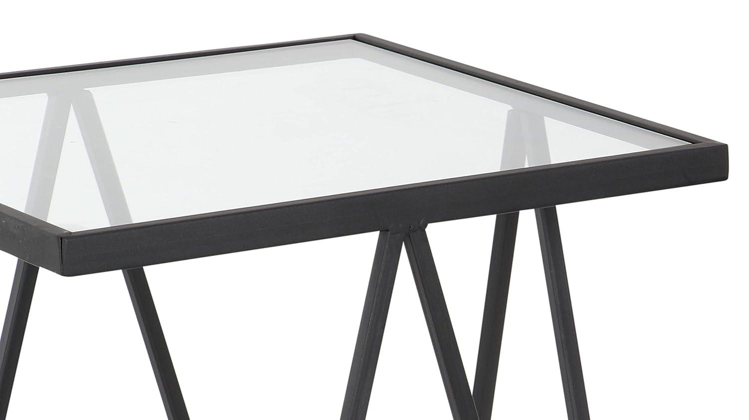 DecMode 15" x 26" Gold Metal Accent Table with Mirrored Glass Top, 2-Pieces
