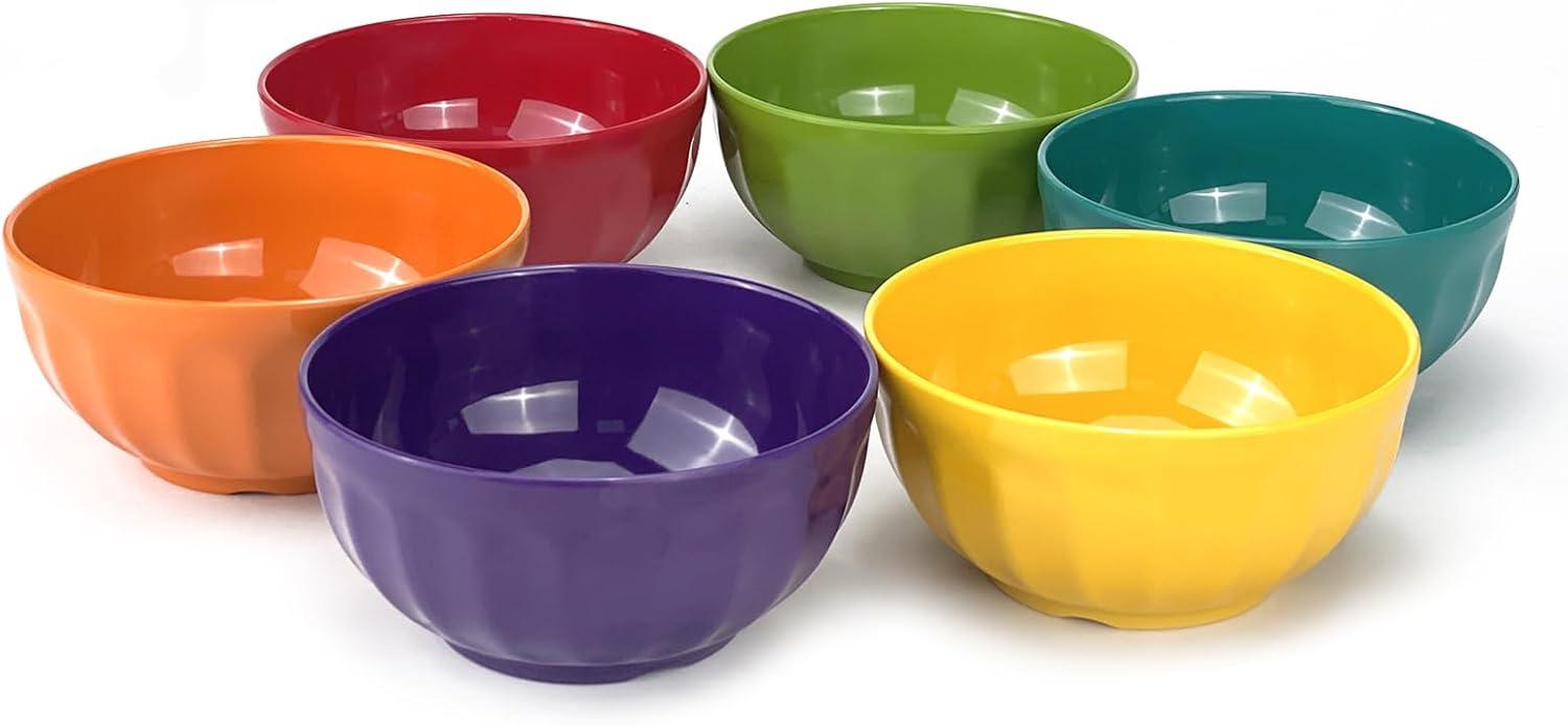 Rainbow Melamine 6-Piece Assorted Color Bowl Set