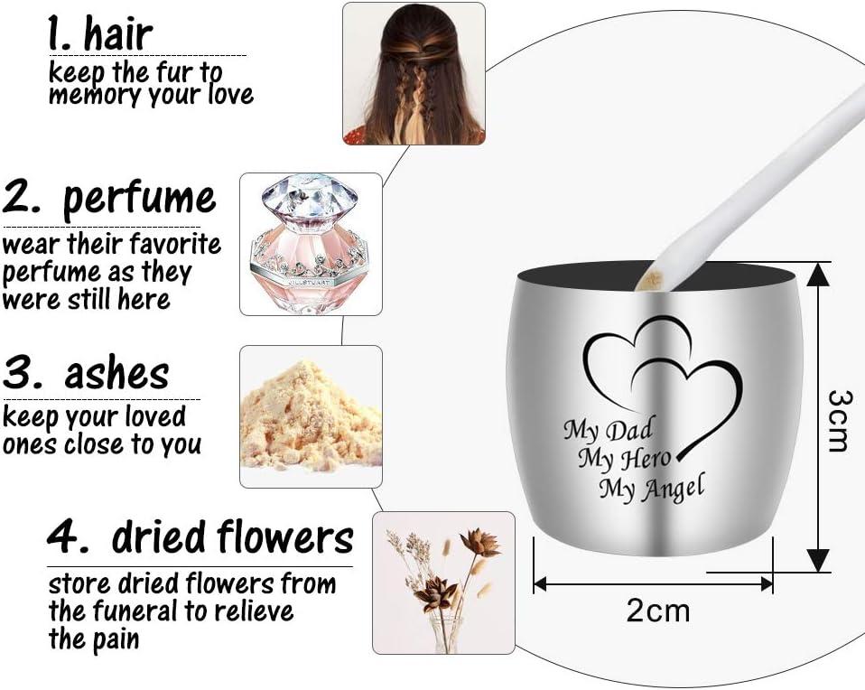Small Keepsake Urn for Dad Mini Cremation Urns Decorative Memorial Funeral Ashes Holder Silver Engraved Stainless Steel Container for Dad Father 1.57 x 1.18 Inch-My Dad My Hero My Angel