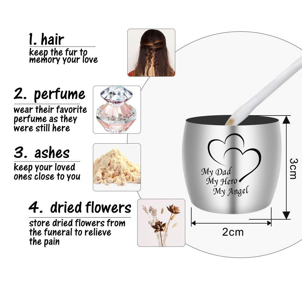 Small Keepsake Urn for Dad Mini Cremation Urns Decorative Memorial Funeral Ashes Holder Silver Engraved Stainless Steel Container for Dad Father 1.57 x 1.18 Inch-My Dad My Hero My Angel