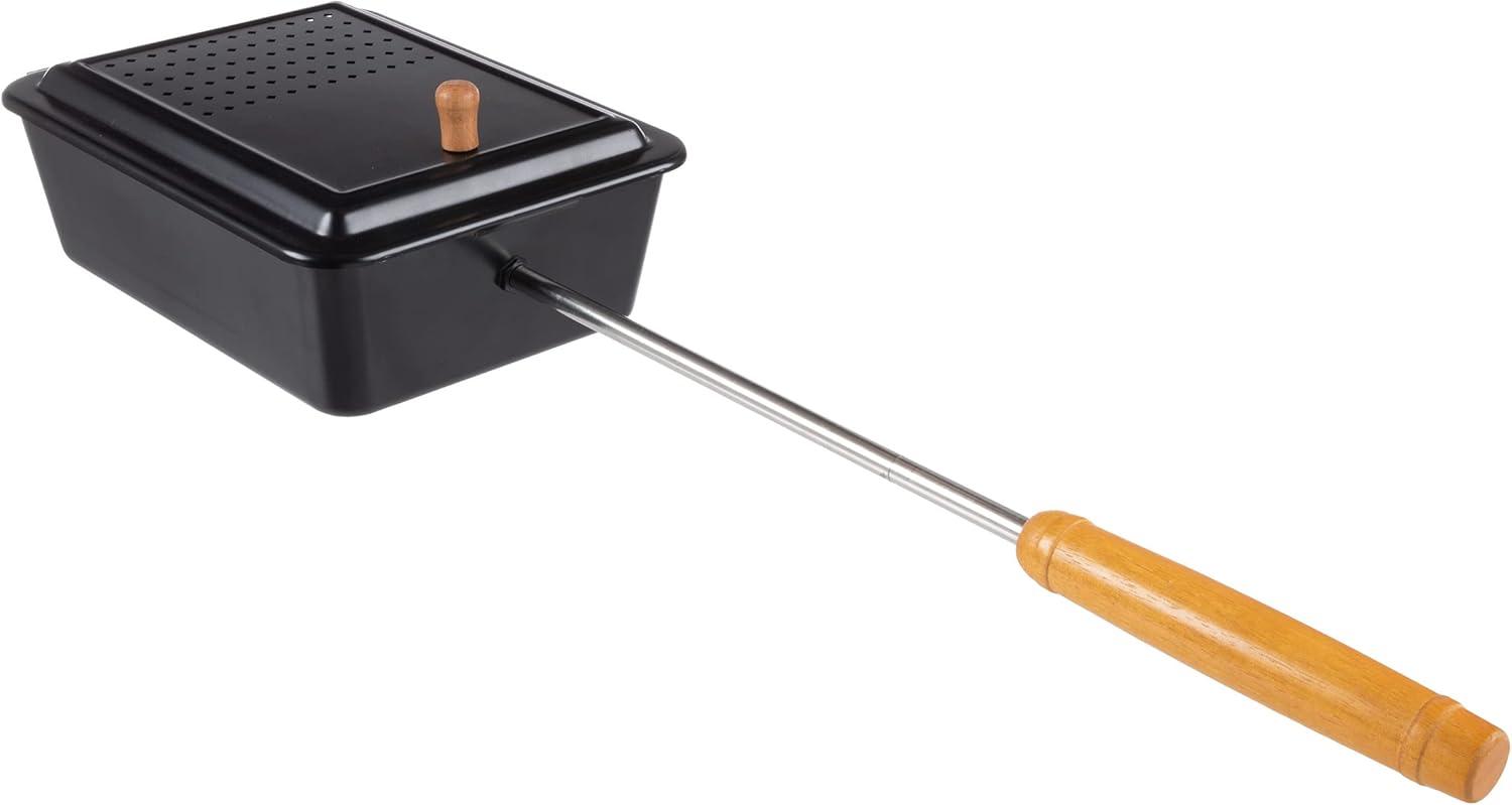 Great Northern Popcorn Campfire Popcorn Popper - Old Fashioned Popcorn Maker with Nonstick Finish and Extended Handle - Camping Gear and Campfire Cooking Equipment by Great Northern Popcorn (Black)