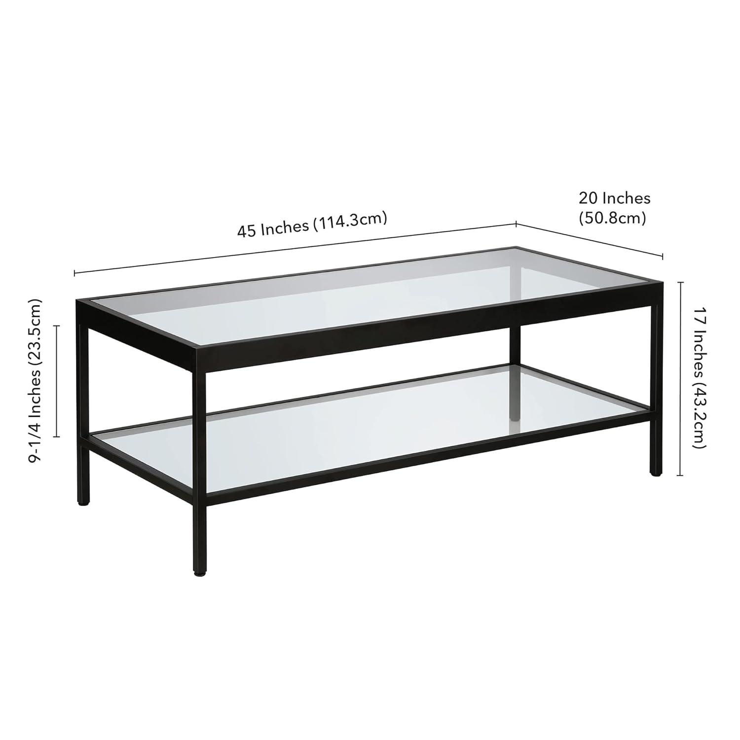 Evelyn&Zoe Alexis 45" Wide Rectangular Coffee Table, Blackened Bronze