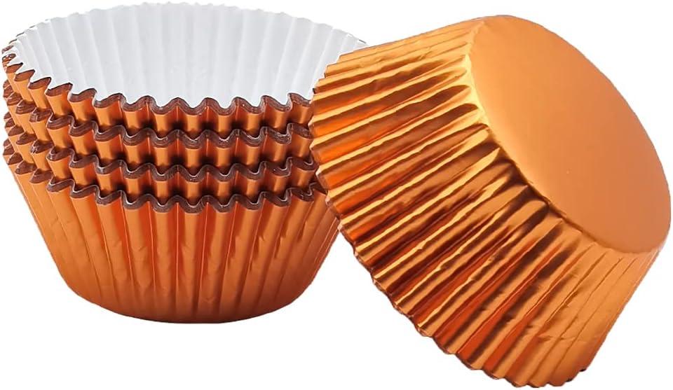 Mombake Standard Foil Orange Cupcake Liners Muffin Baking Cups for Party and More, 100-Count