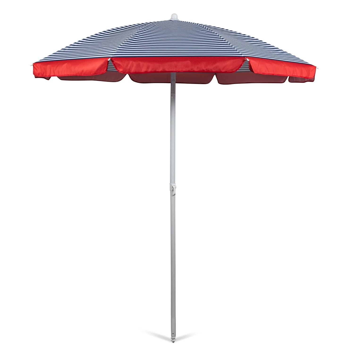 Picnic Time 5.5' Beach Compact Umbrella - Blue Pinstripe Pattern