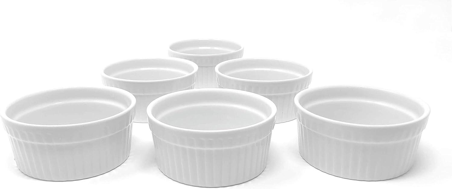 Furmaware Furmaware 3 oz White Ceramic Round Ramekins (Set of 6)