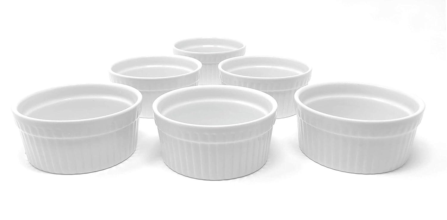 Furmaware Furmaware 3 oz White Ceramic Round Ramekins (Set of 6)