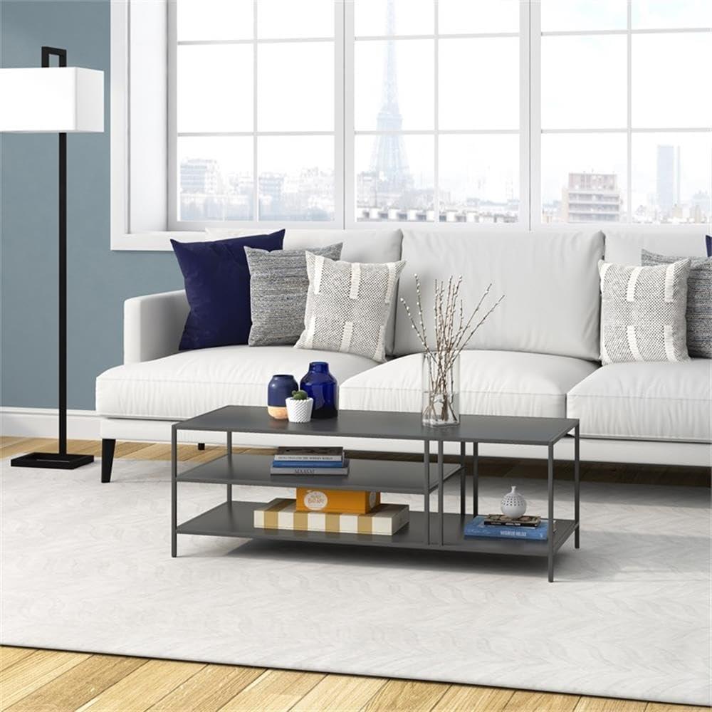 Evelyn&Zoe Cortland 48" Wide Rectangular Coffee Table in Gunmetal Gray