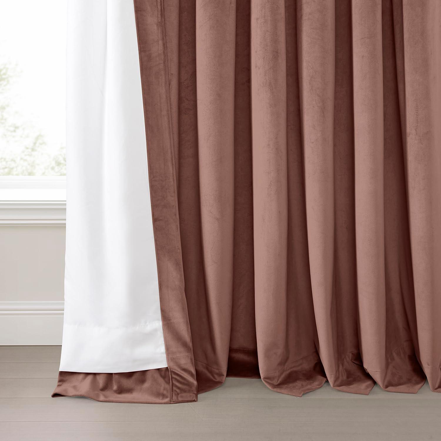 Wild Rose Velvet Rod Pocket Room Darkening Curtain - 50 in. W x 84 in. L Single Panel Window Velvet Curtain