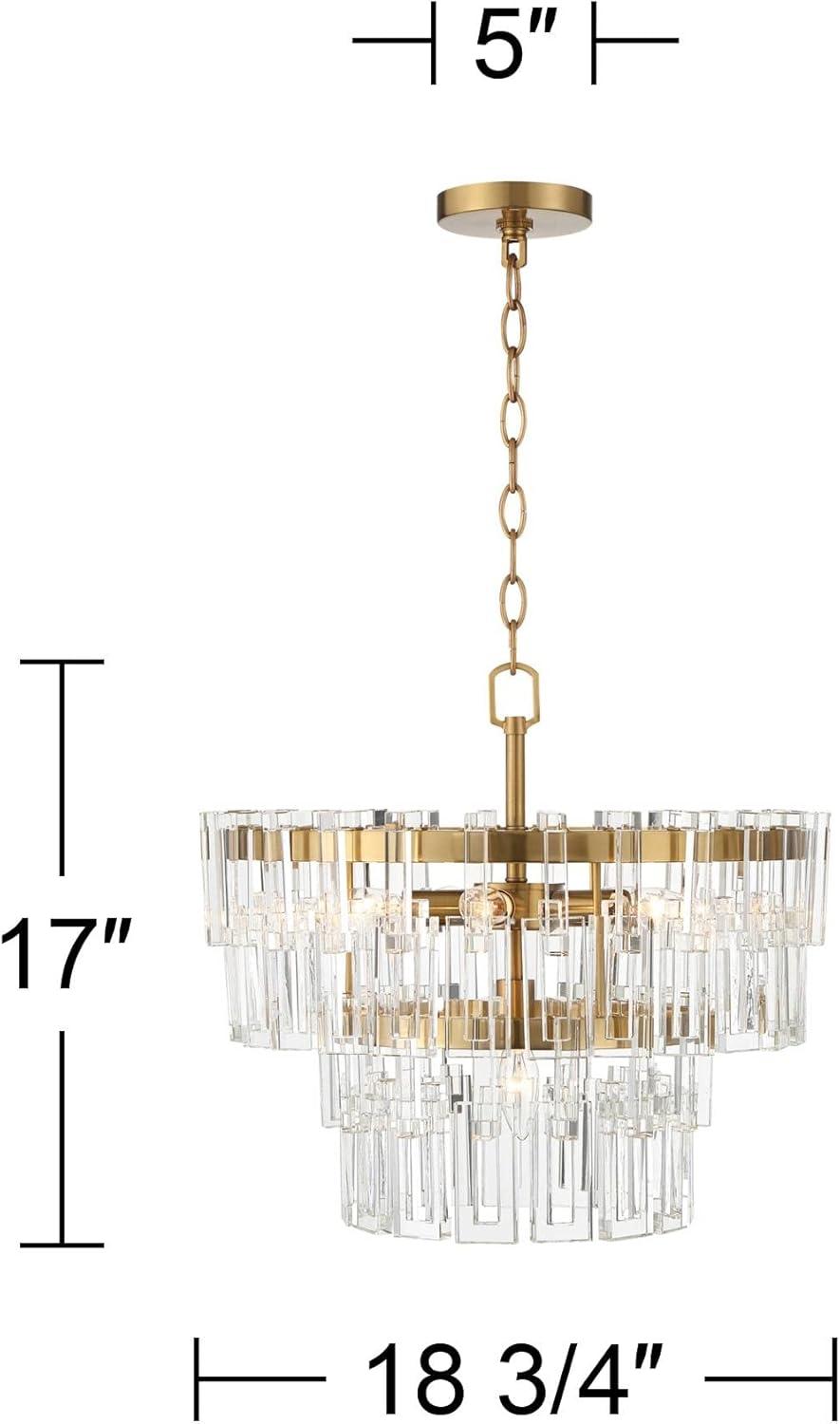 Vienna Full Spectrum Luxum Burnished Brass Chandelier 18 3/4" Wide Modern Tiered Crystal 6-Light Fixture for Dining Room House Foyer Kitchen Island