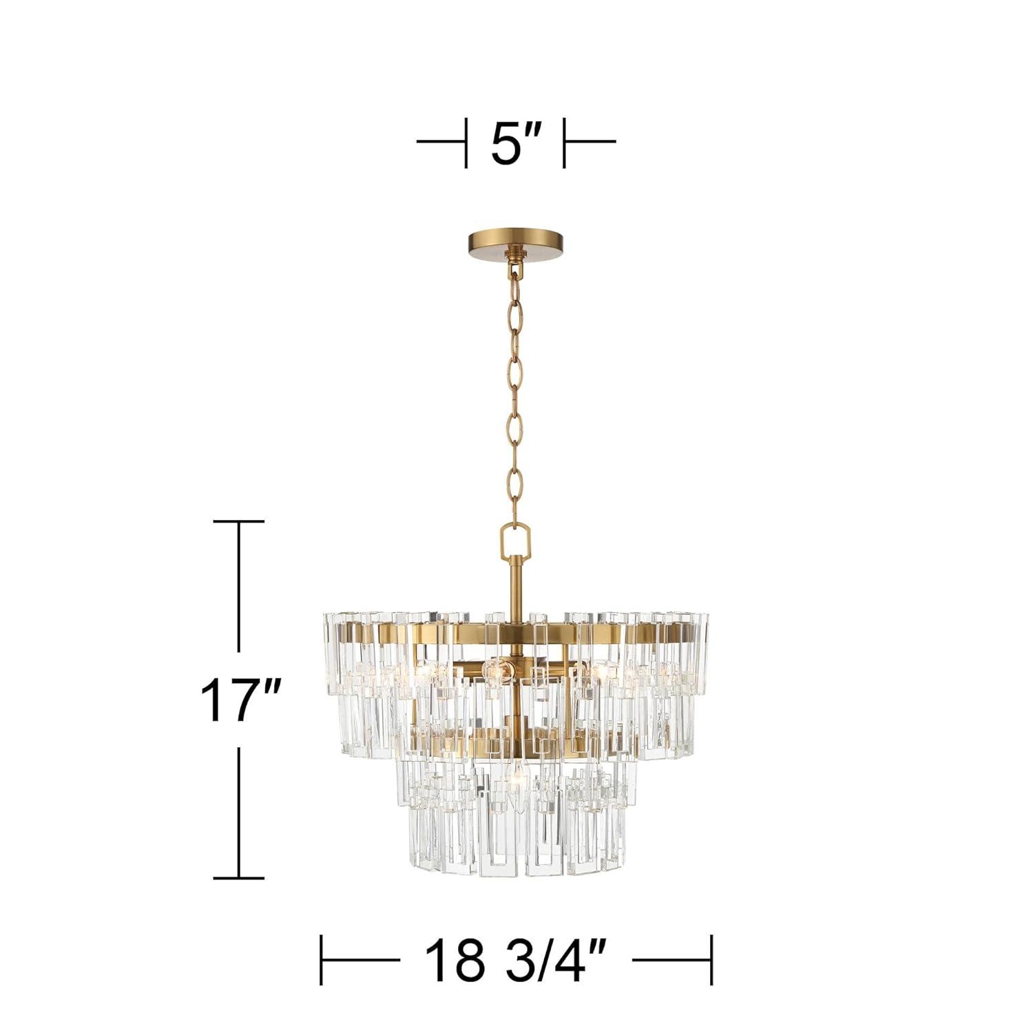 Vienna Full Spectrum Luxum Burnished Brass Chandelier 18 3/4" Wide Modern Tiered Crystal 6-Light Fixture for Dining Room House Foyer Kitchen Island