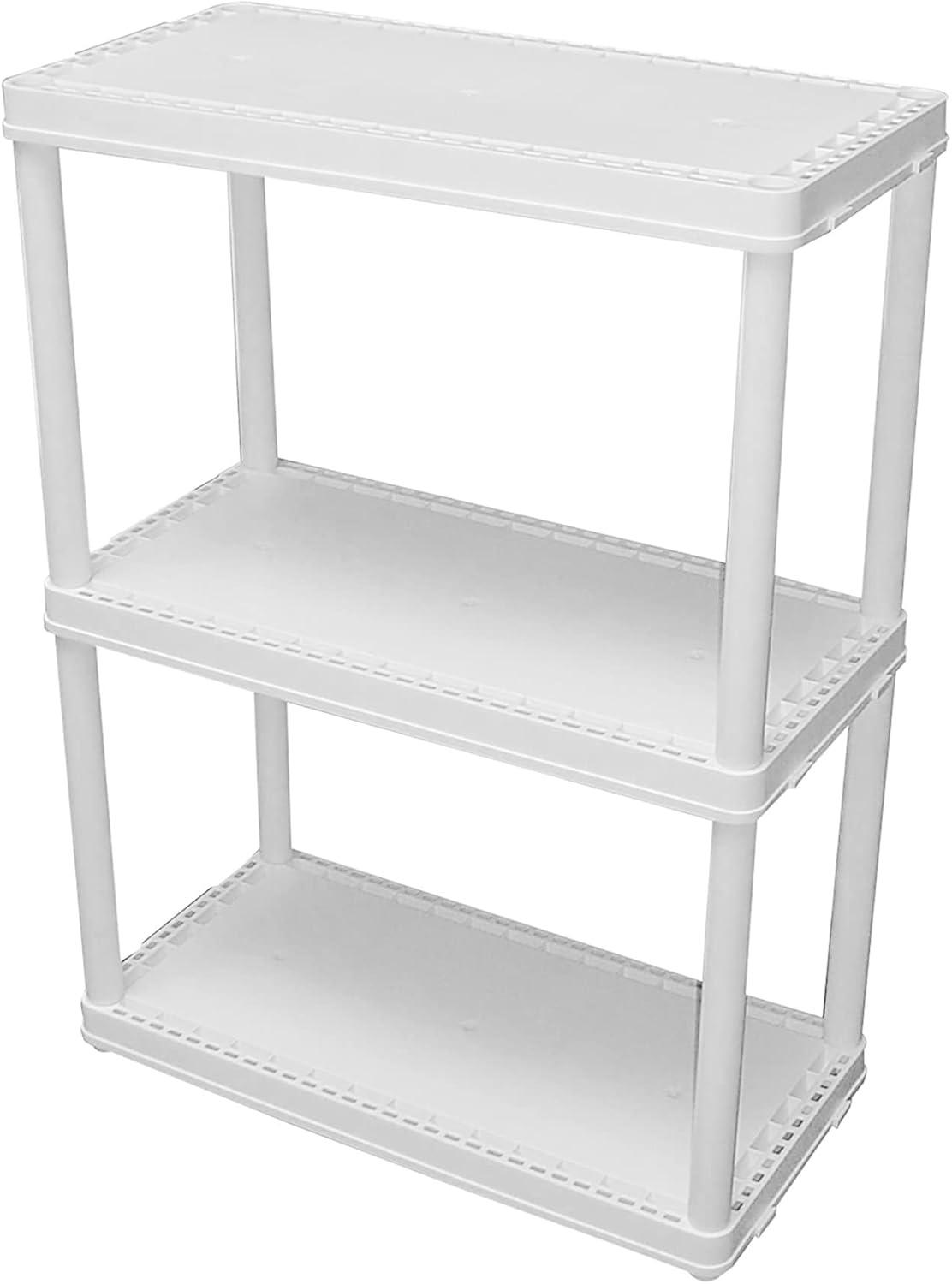 Gracious Living Gracious Living 3 Shelf Fixed Height Solid Light Duty Home Storage Unit