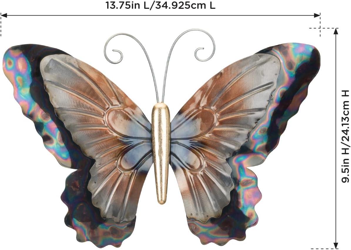 Bronze and Gold Hand-Painted Metal Butterfly Wall Decor Set