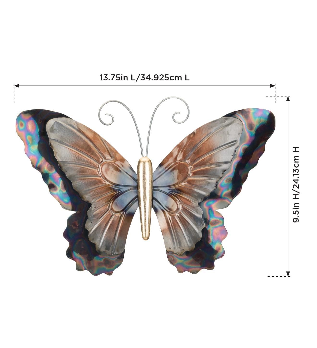 Bronze and Gold Hand-Painted Metal Butterfly Wall Decor Set