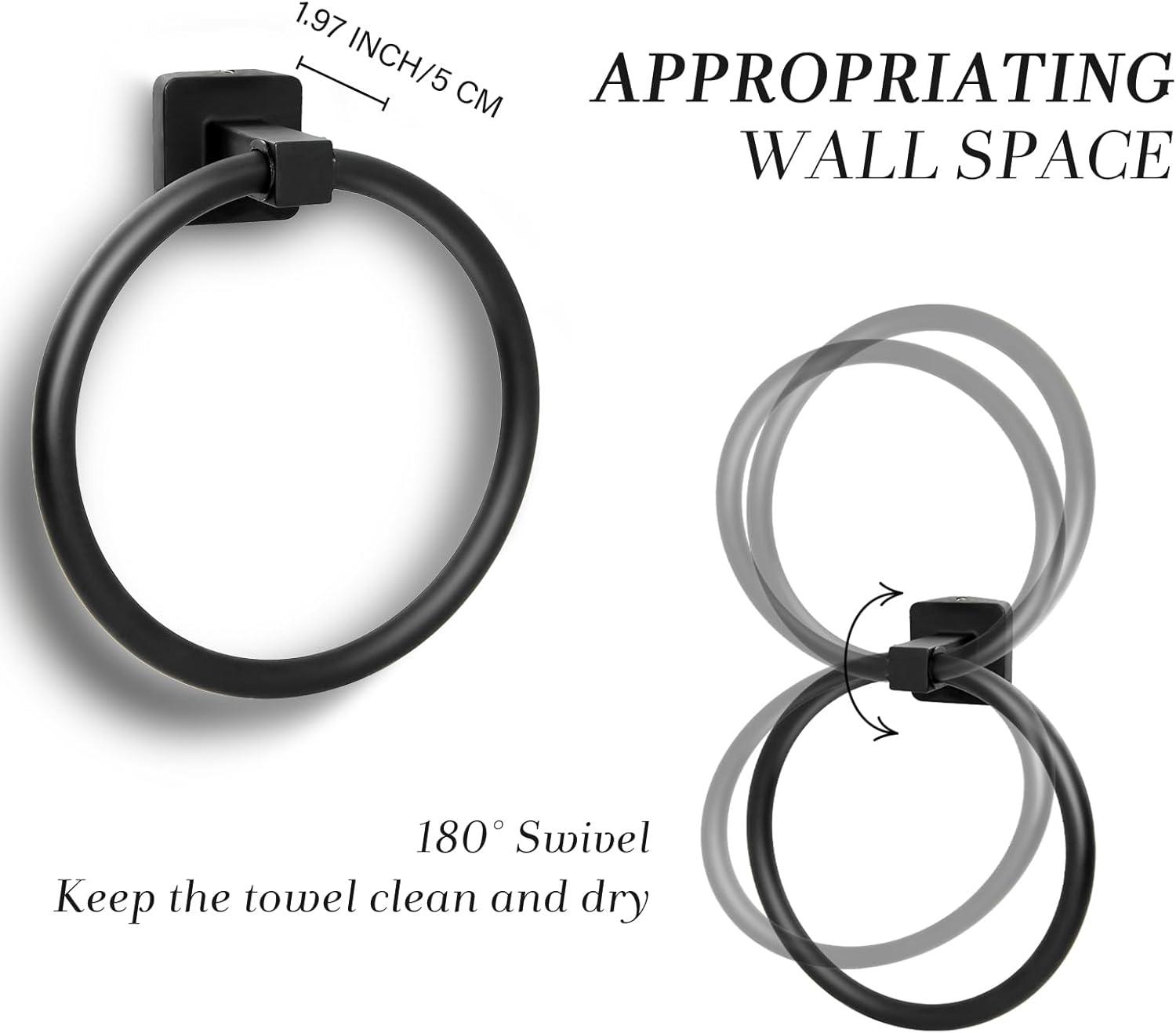 Matte Black Stainless Steel Wall Mounted Towel Ring