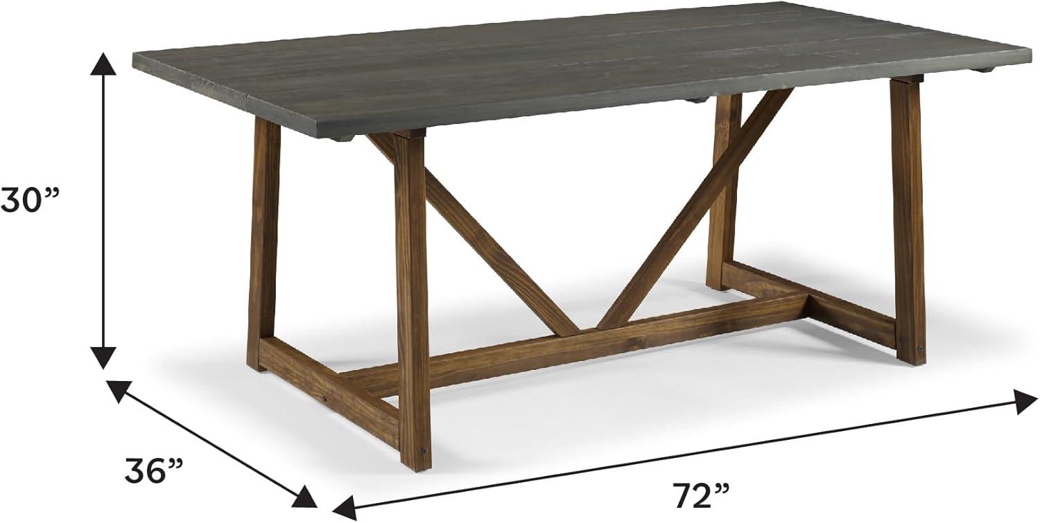 Walker Edison Modern Solid Wood Trestle Dining Table, Grey/Brown