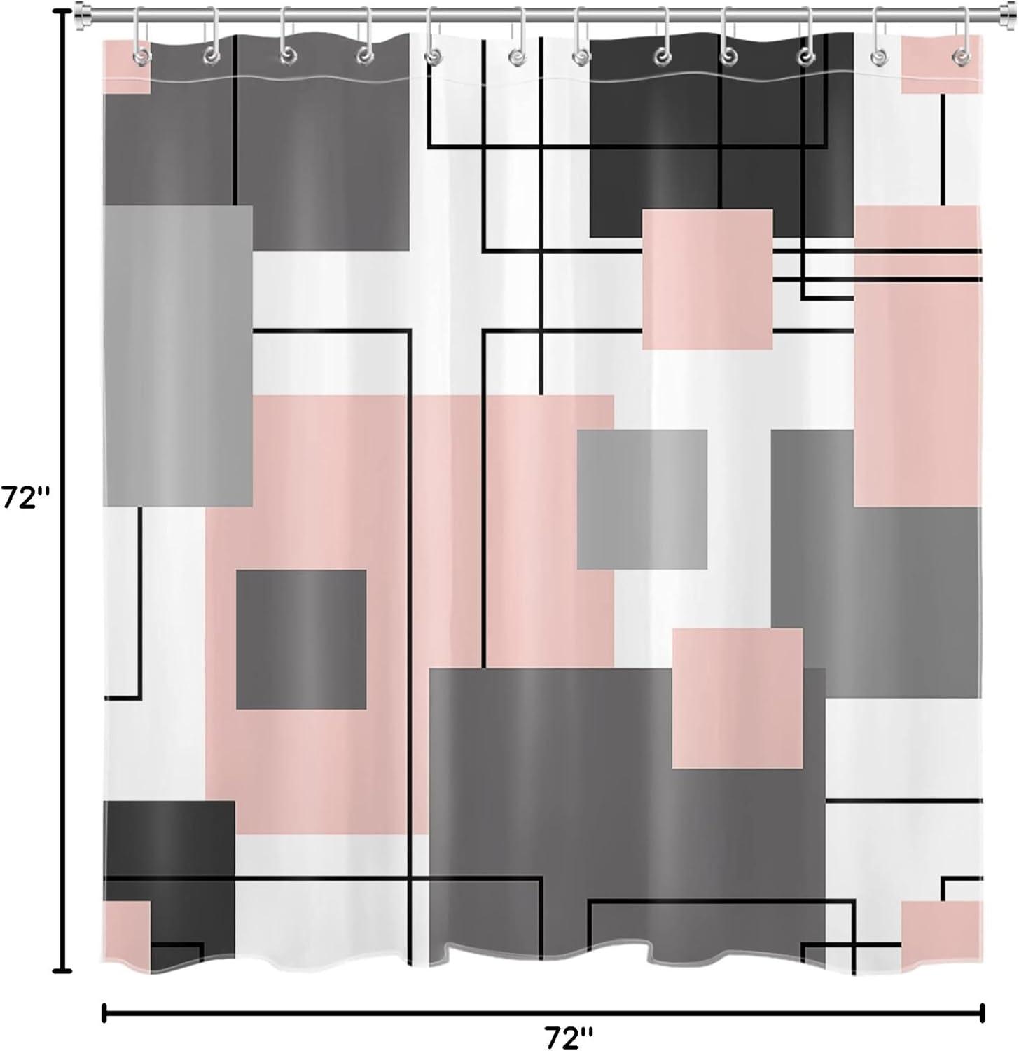 Brayden Studio® Black And White Geometric Shower Curtain Decoration, Polyester Fabric Bathroom Decorative Shower Curtain, Gray