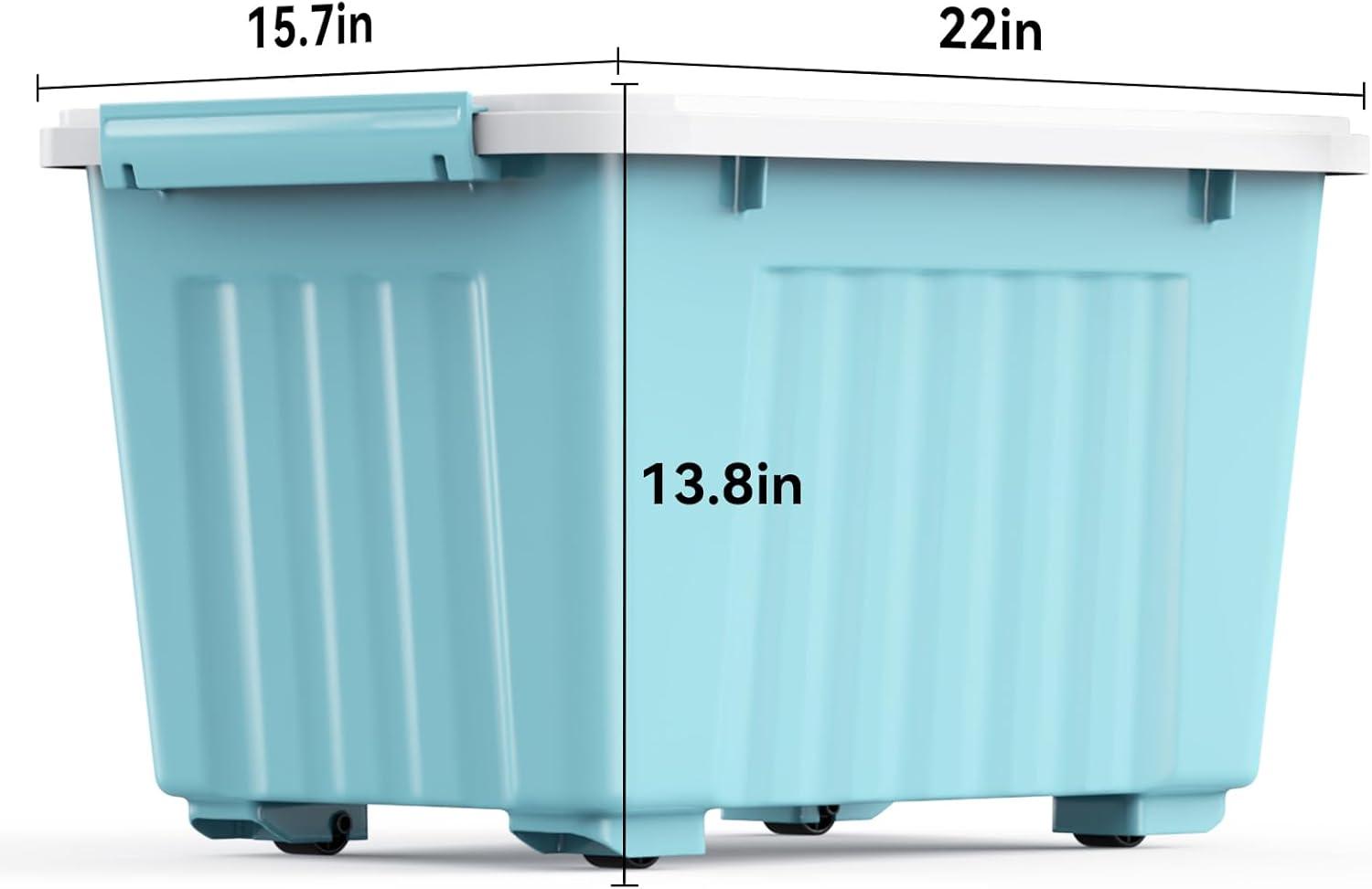 Blue 72 Quart Stackable Plastic Storage Bins with Lids, 6-Pack