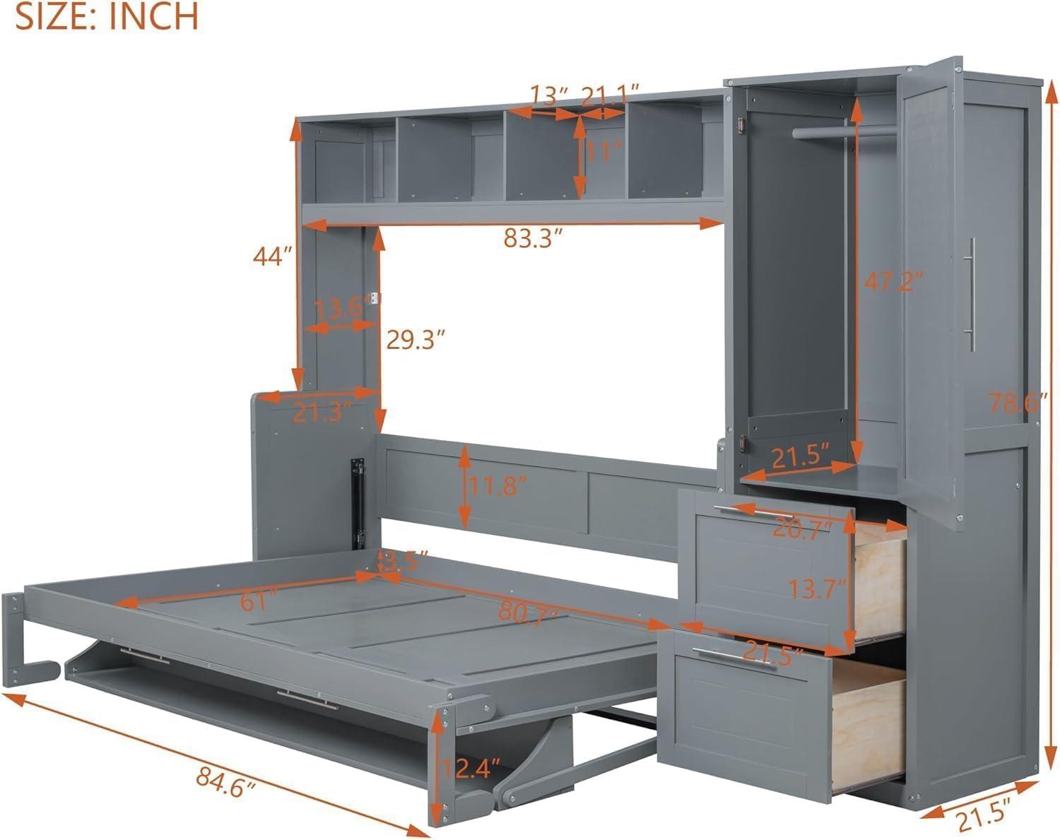 Galibens Murphy Bed Wall Bed With Closet And Drawers