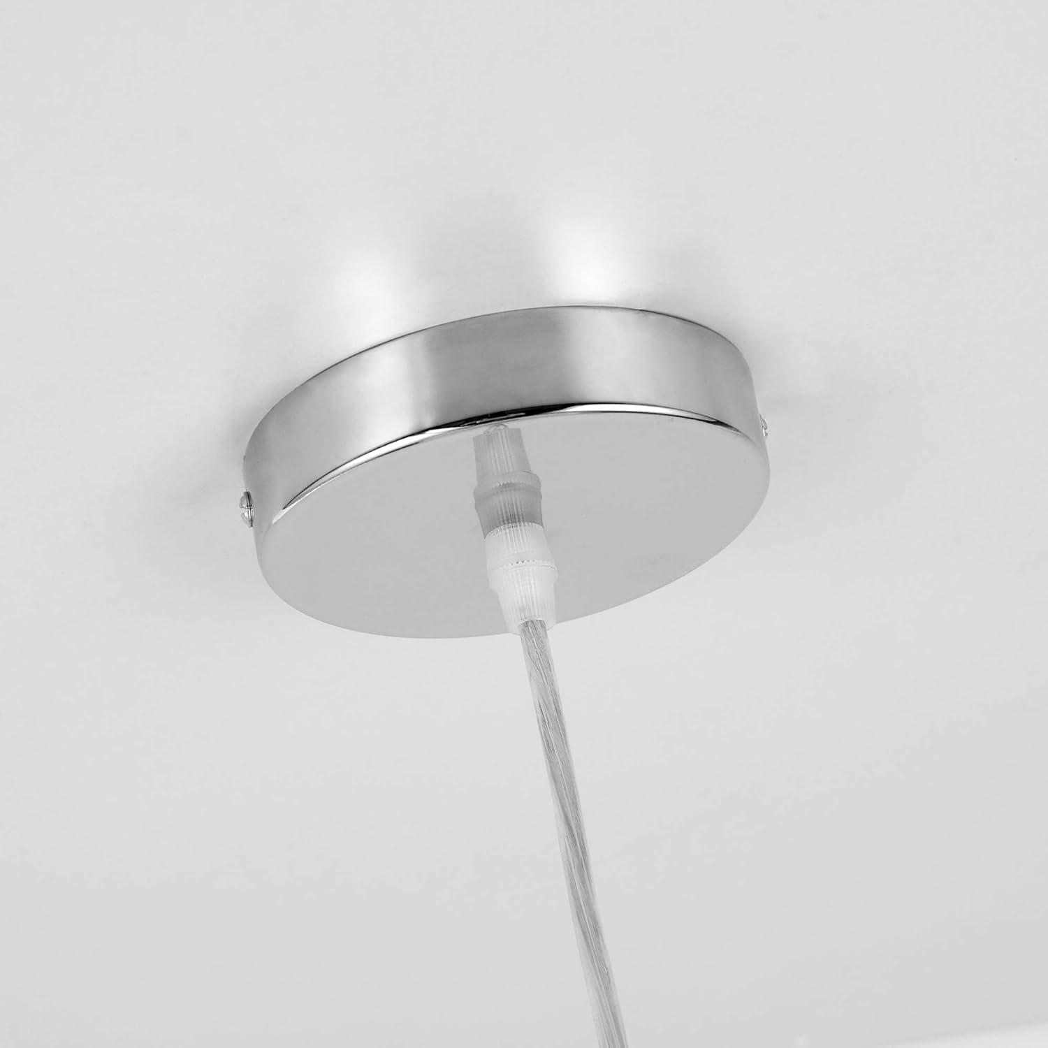 Modern Grey Fabric Drum Pendant Light with Frosted Acrylic Diffuser