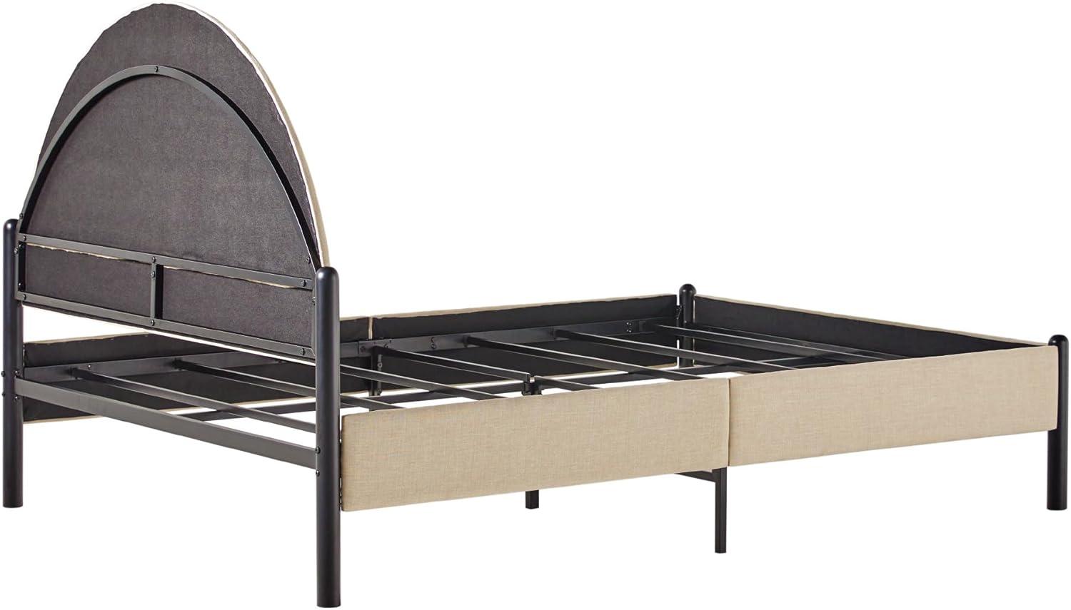 Walker Edison Modern Metal and Upholstery Queen-Size Bedframe, Oatmeal