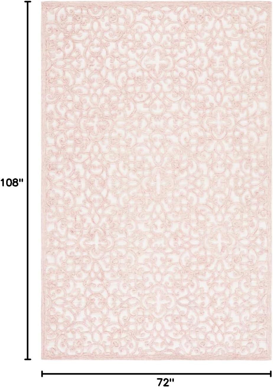 SAFAVIEH Trace Bryan Geometric Area Rug, Ivory/Pink, 6' x 9'