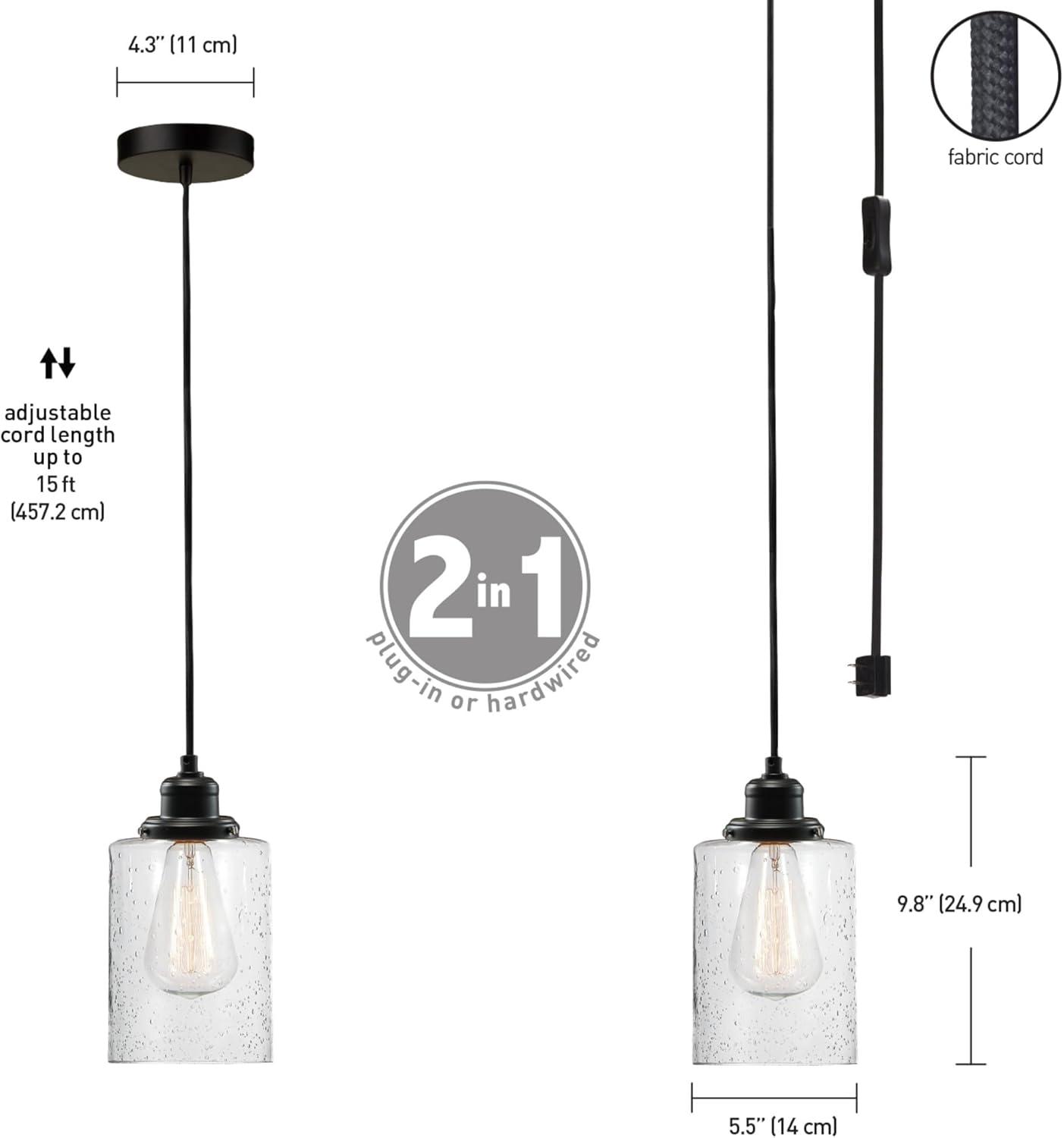 Globe Electric 3 in 1 Plug in or Hardwire Dark Bronze Bronze 1 lights Pendant Light