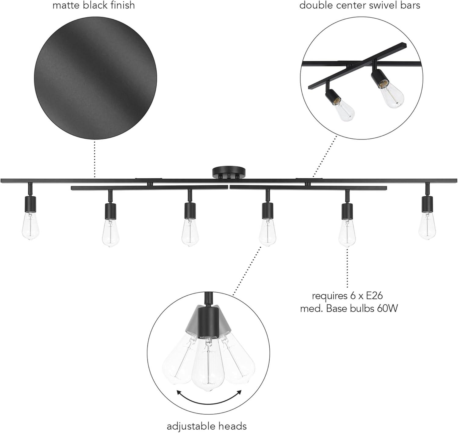 Matte Black 6-Light Double Swivel Track Lighting