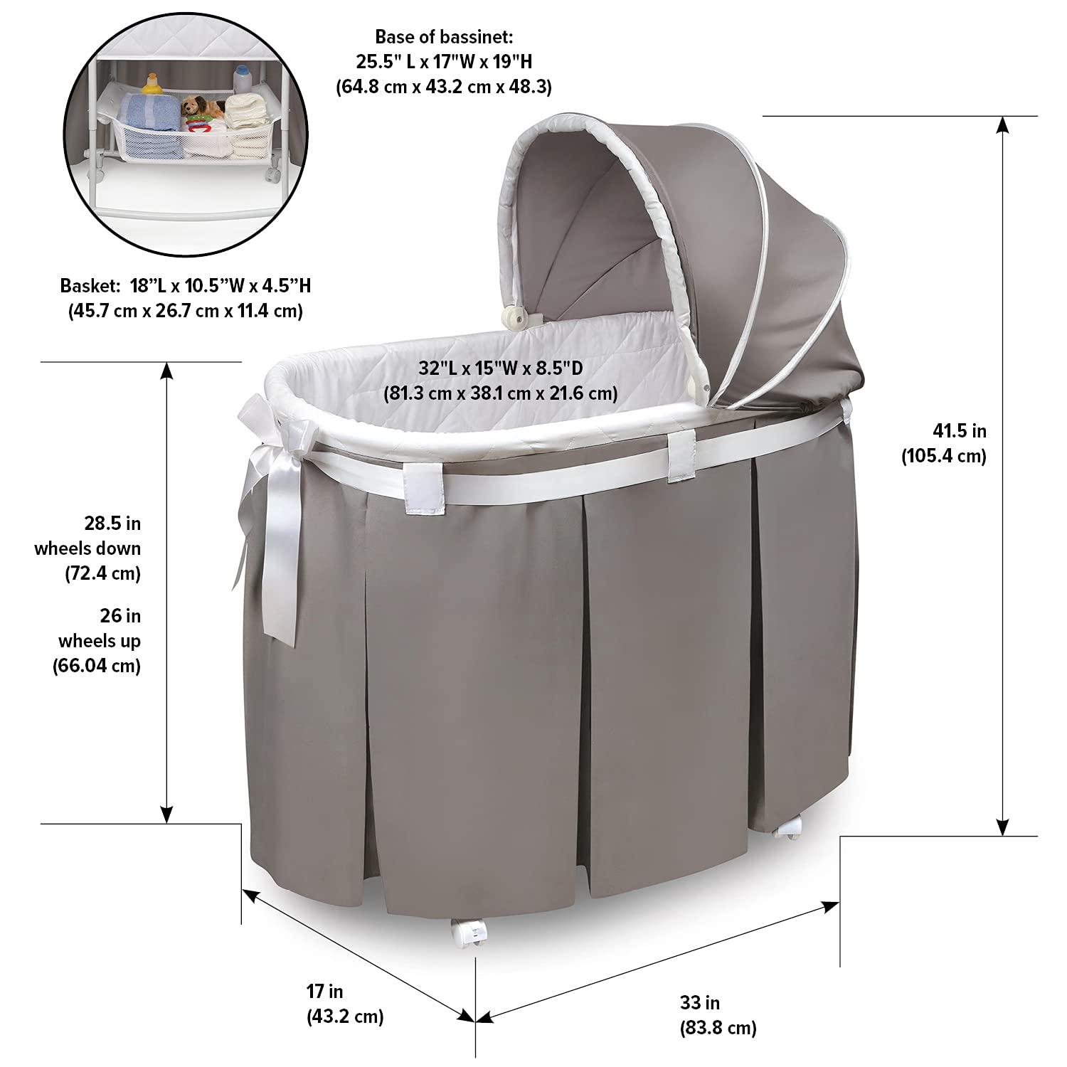 Badger Basket Wishes Oval Bassinet, Gray