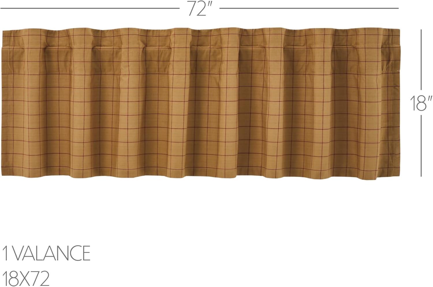 Connell Tan and Burgundy Cotton Rod Pocket Valance