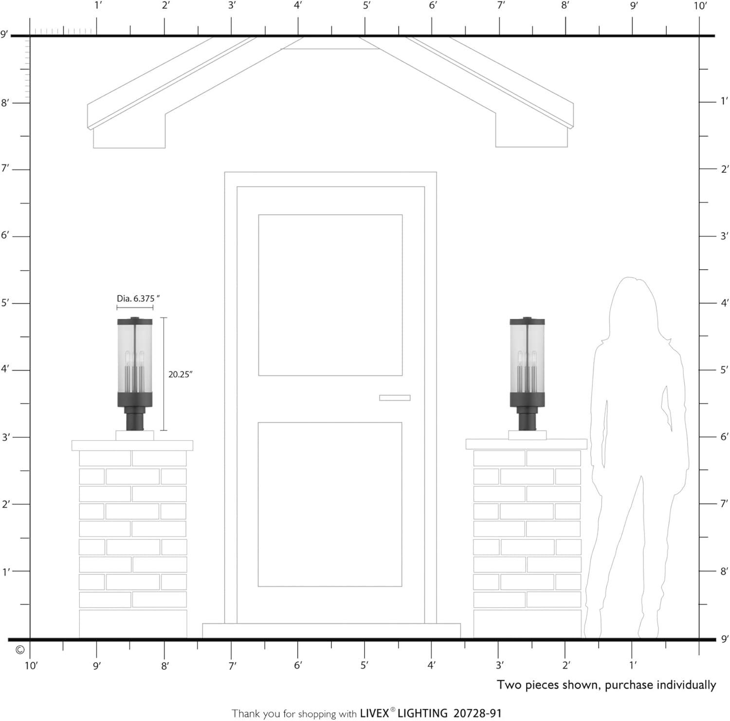 Livex Lighting Hillcrest 3 - Light Post Light in  Brushed Nickel