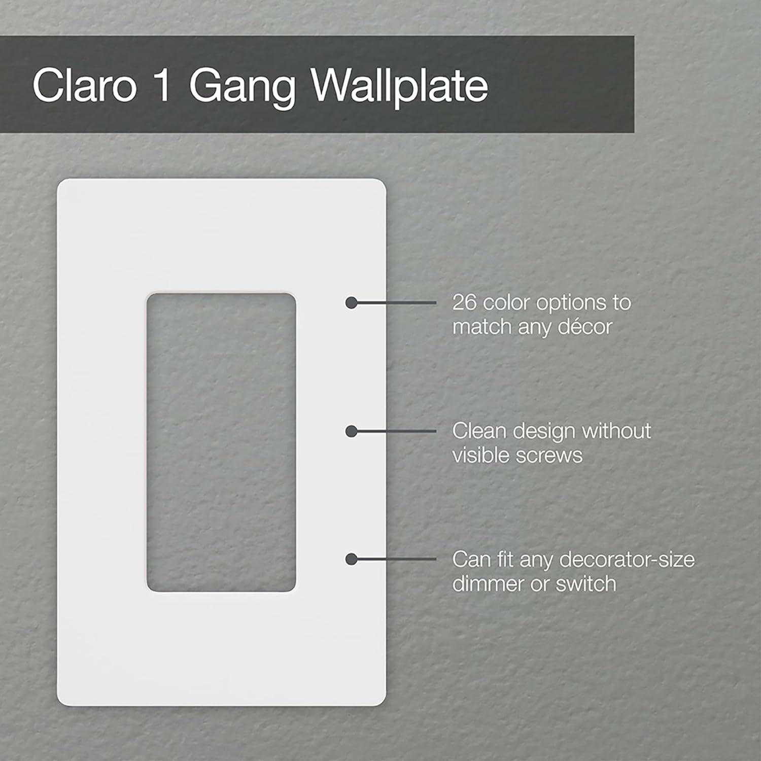 Lutron CW-1-WH Wallplate, 4.69 in L, 2.94 in W, 1 -Gang, Plastic, White, Gloss