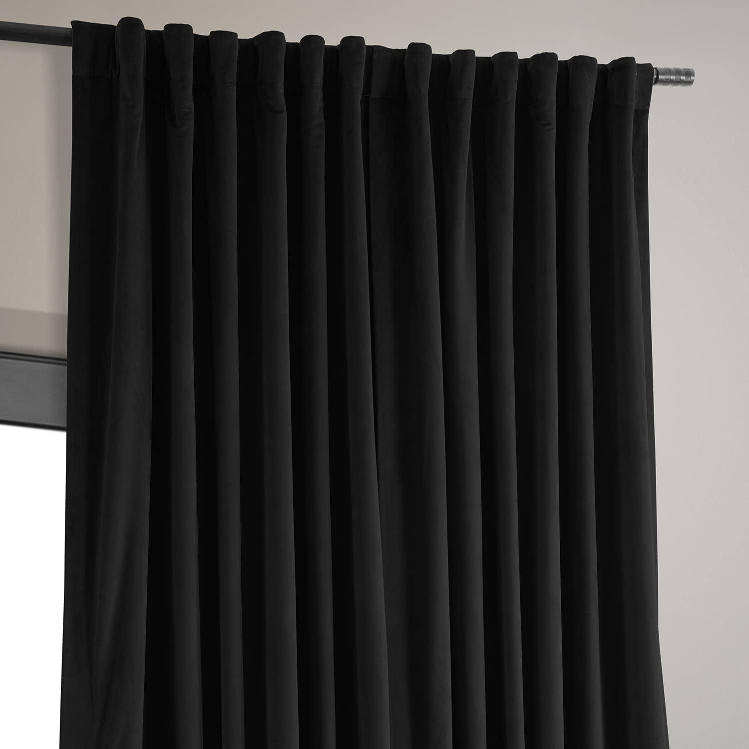 Half Price Drapes Signature Black Extra Wide Velvet Blackout Curtains (1 Panel), 100WX96L