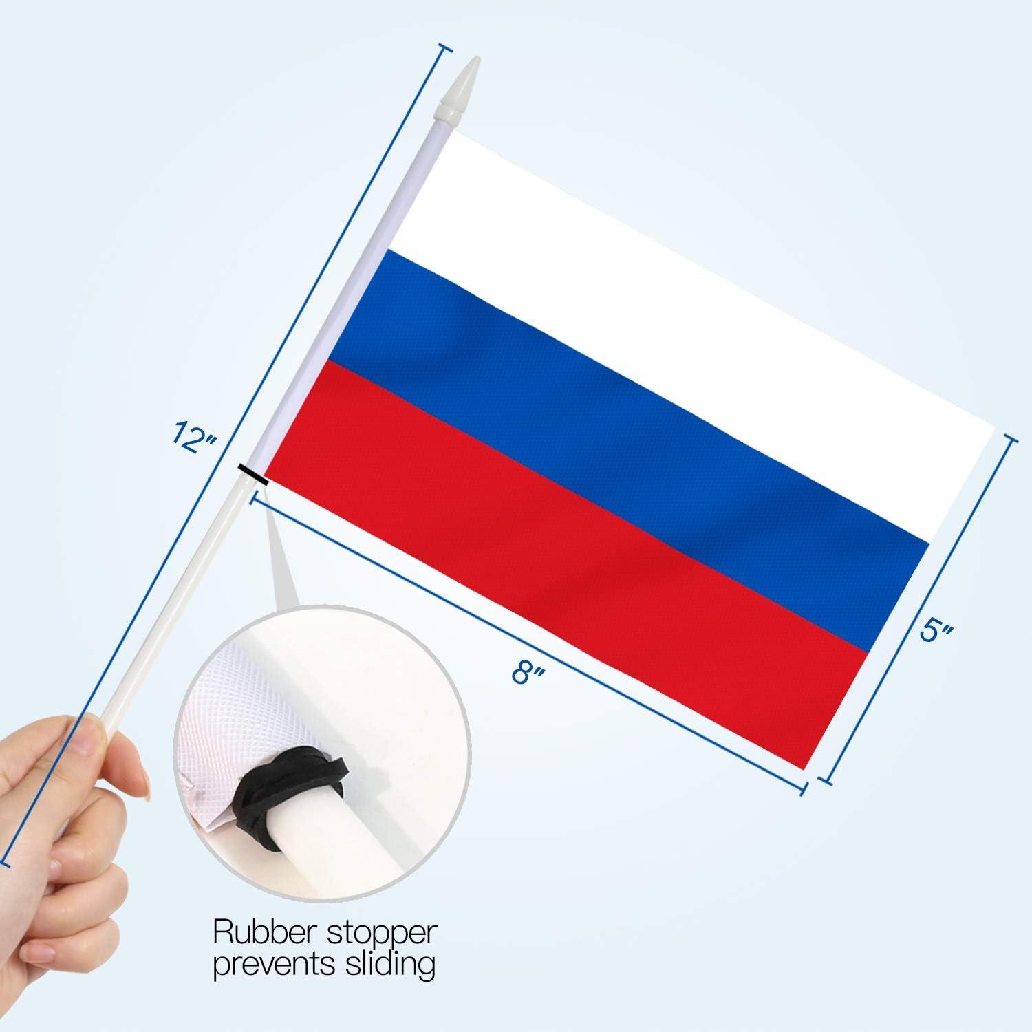 Anley Russia Mini Flag 12 Pack - Hand Held Small Miniature Russian Flags