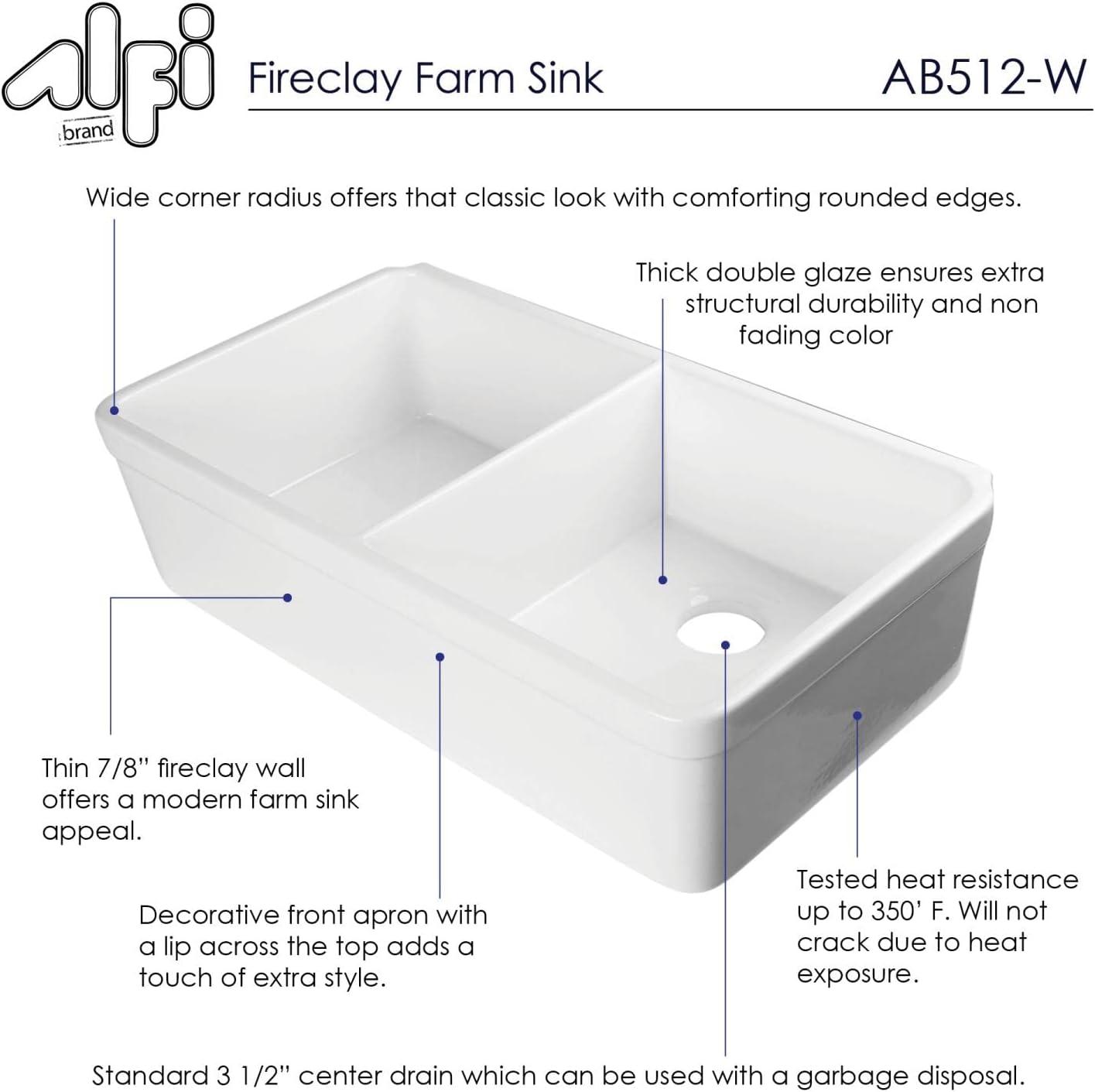 32'' L Farmhouse / Apron Double Bowl Fireclay Kitchen Sink