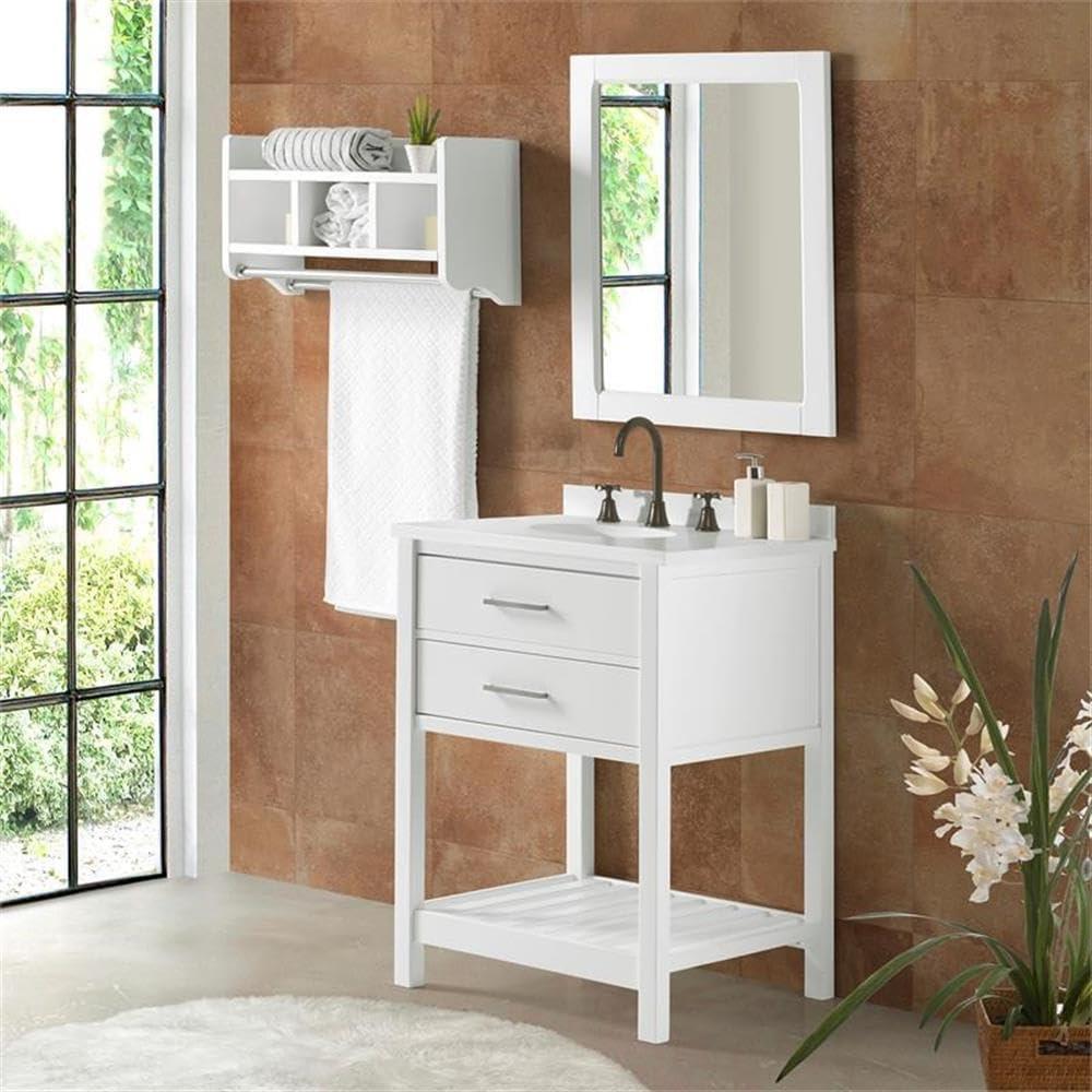 Harrison 24"W Modern Shaker Soft Close Doors Vanity Cabinet With Drawers And Open Storage Shelf