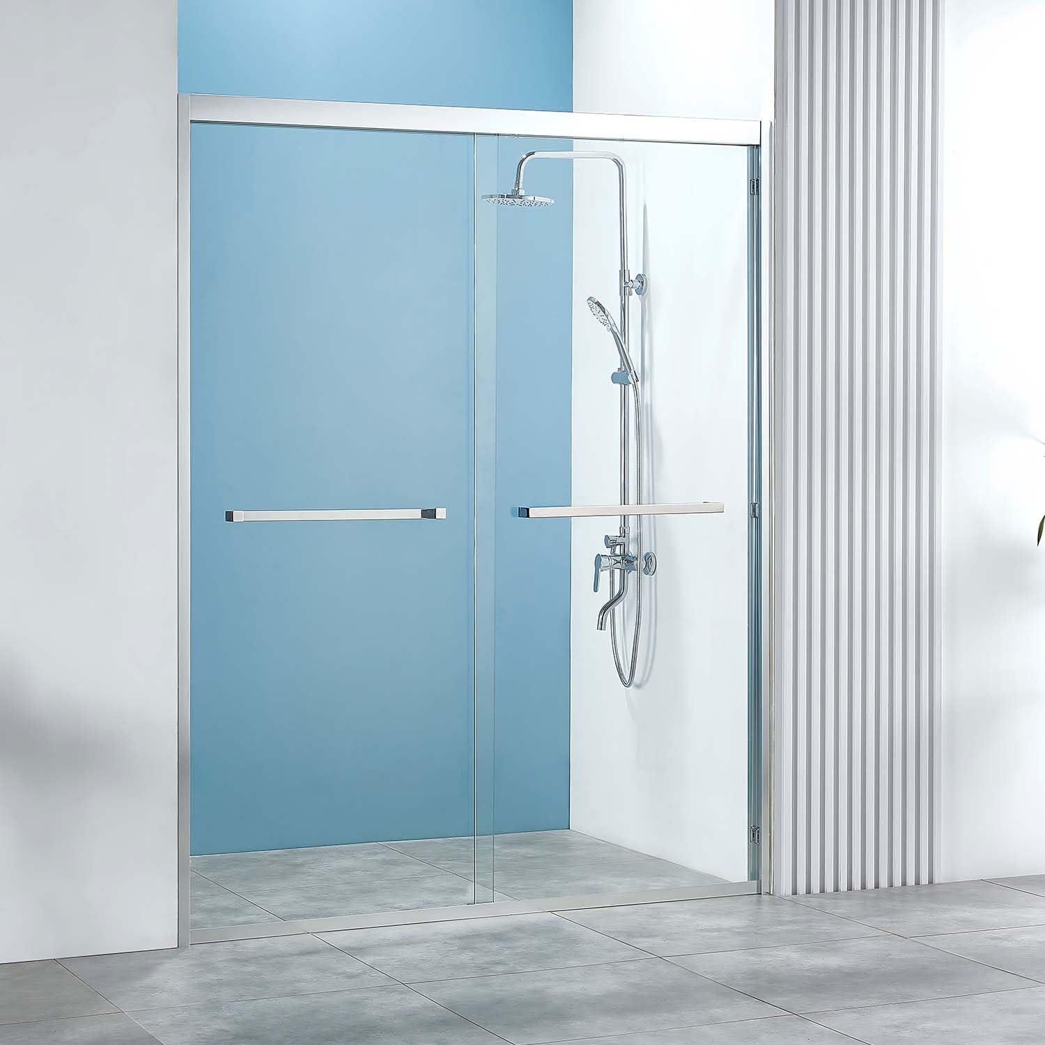 Siva 60 In. W X 76 In. H Framed Sliding Shower Door With 5/16" Tempered Clear Glass