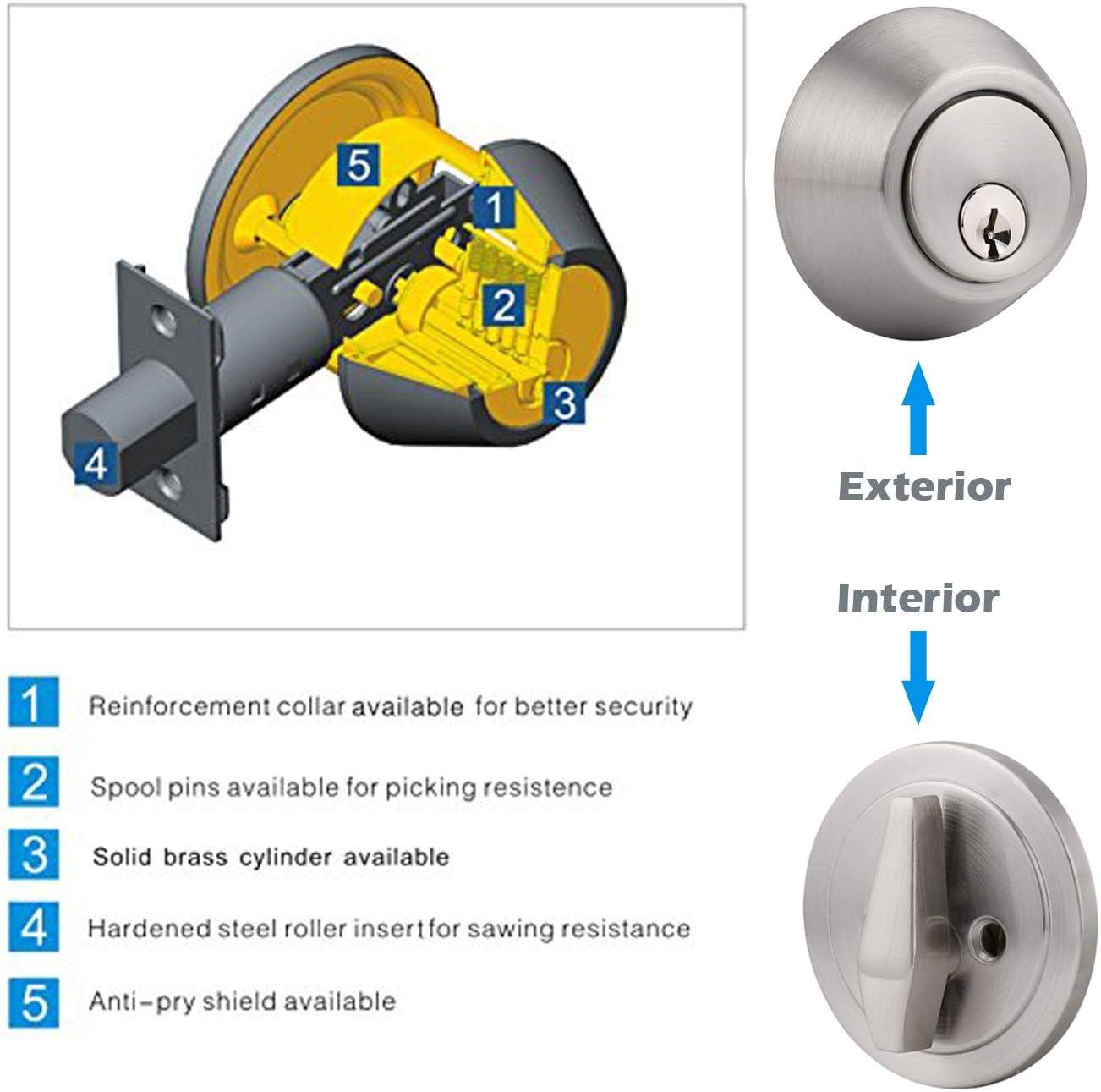 Satin Nickel Keyed Single Cylinder Deadbolt Set