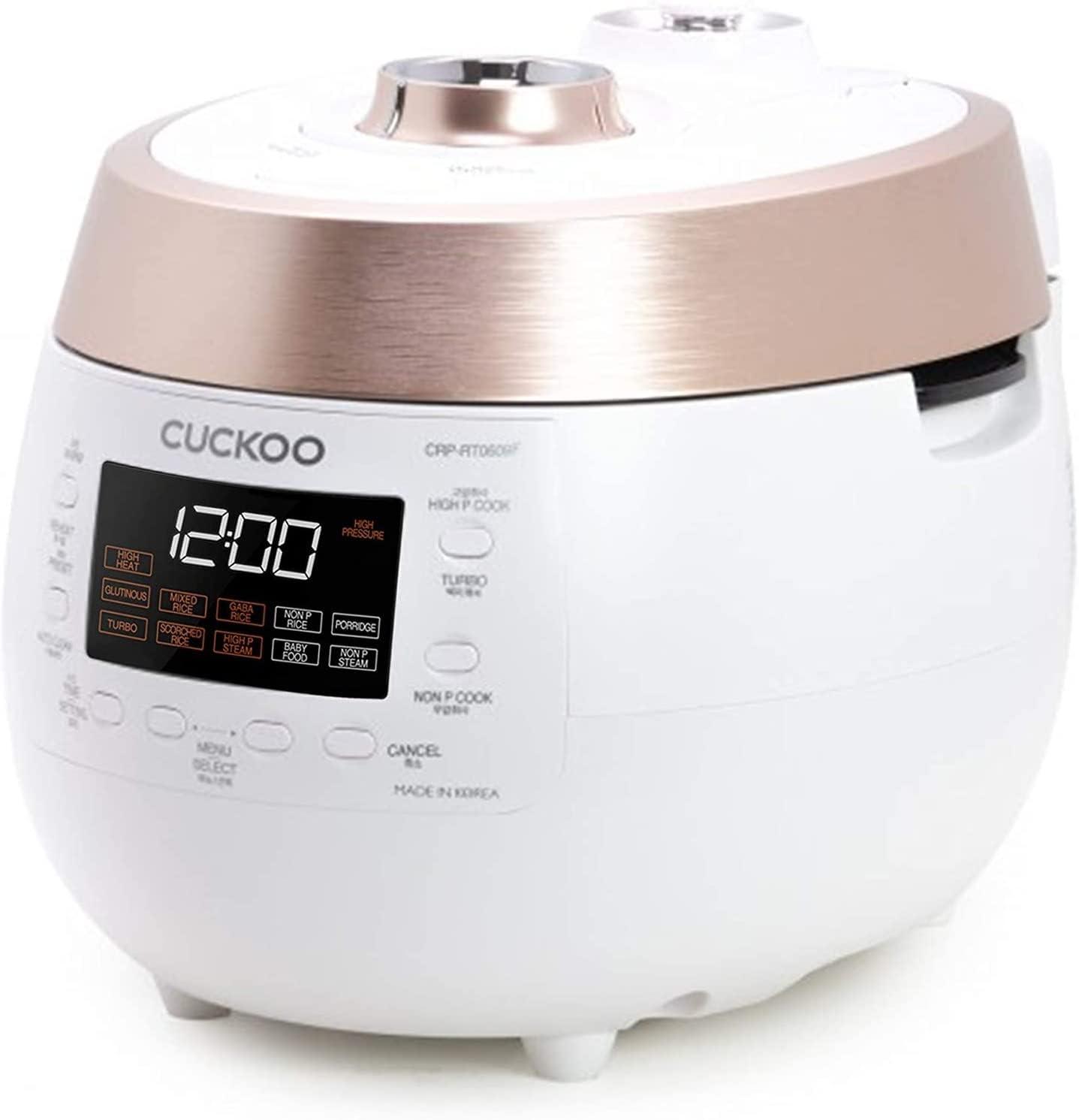 Cuckoo Electronics CUCKOO 6-Cup Twin Pressure Rice Cooker & Warmer with Nonstick Inner Pot, 14 Menu Options, Safe Steam Release, 3 Voice Guide, Auto Clean (Black) CRP-RT0609FB