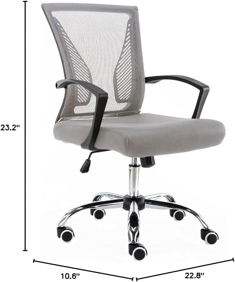 Modern Home Zuna Mid-Back Office Task Chair - Ergonomic Back Supporting Mesh Back Desk Chair (Black/Gray)