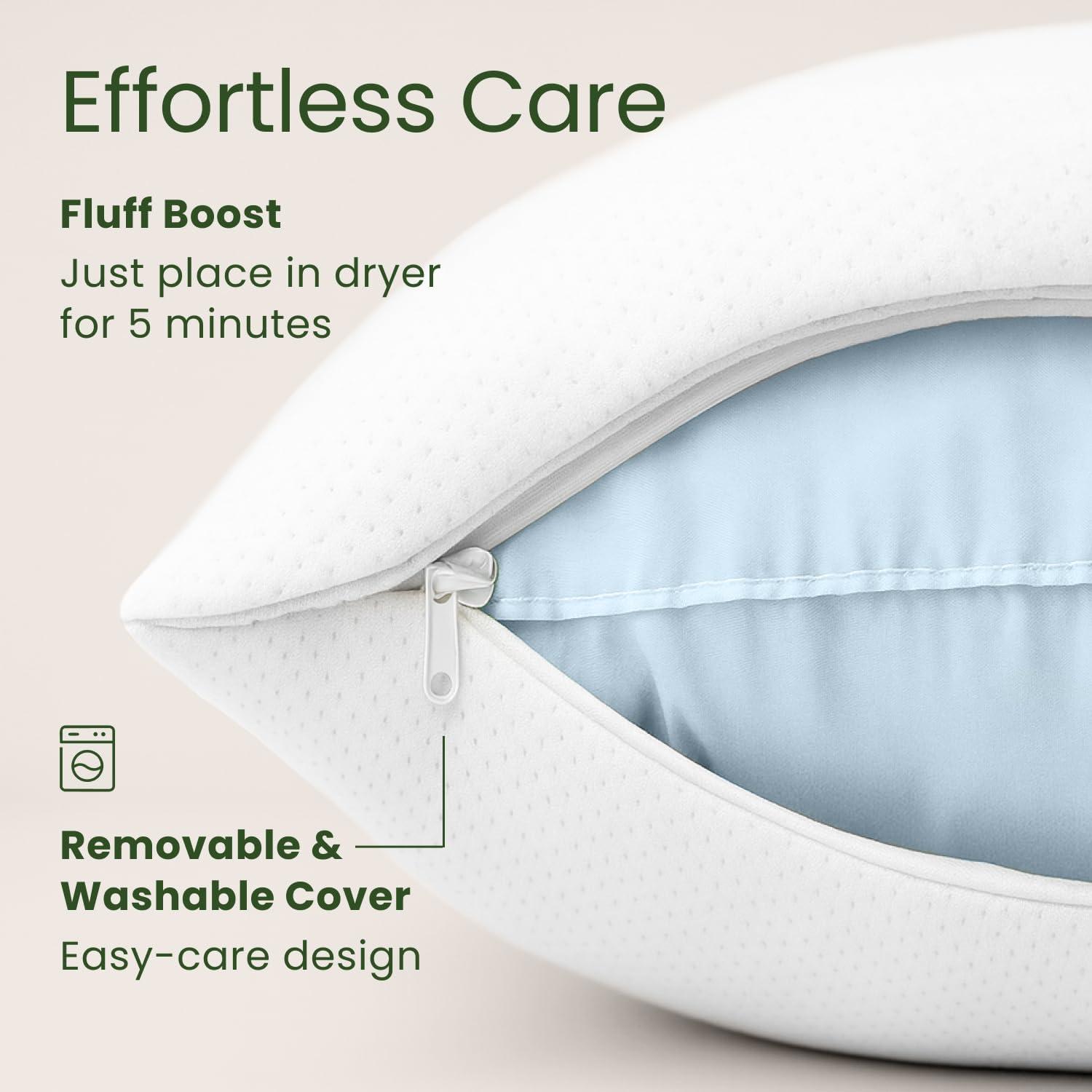 Sleepavo Memory Foam Pillows Queen Size Set of 2 - Cooling Bed Pillows for Sleeping - Back, Stomach, Side Sleeper Firm, Comfy Cool Shredded - 2 Pack