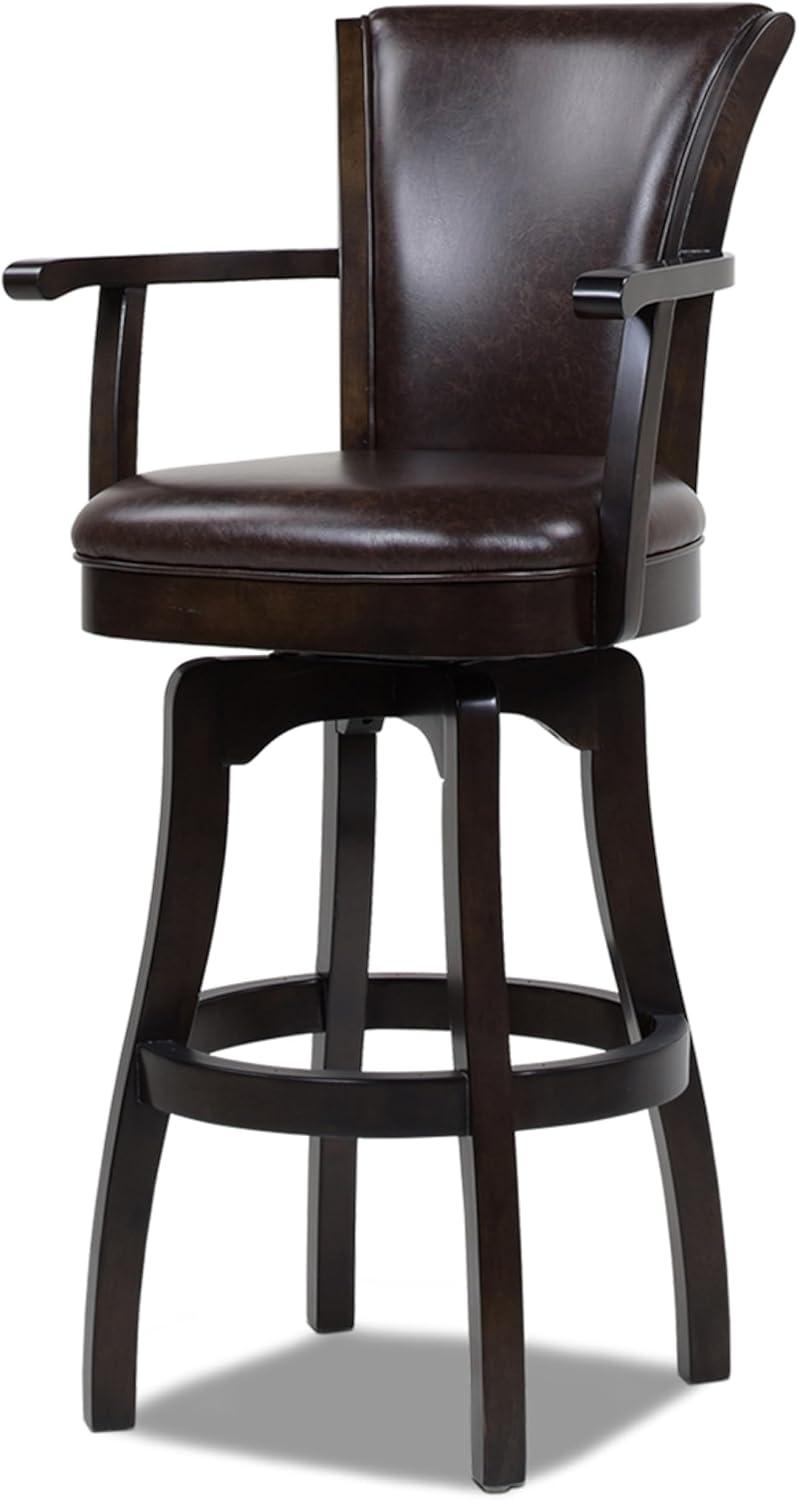 Williams 31" Swivel Bar Stool with Armrests Vintage Brown Faux Leather