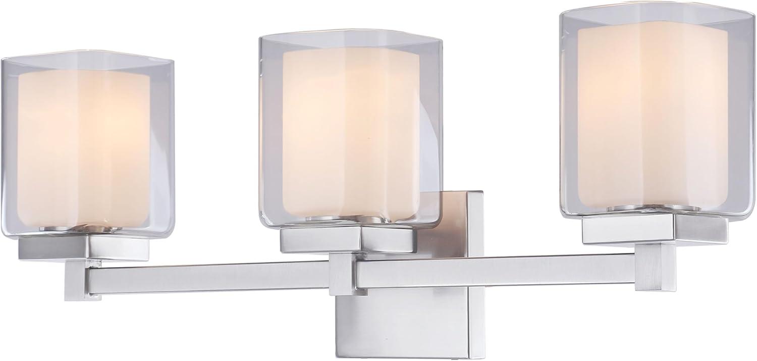 Aspen Creative 62327, Bathroom Vanity 3 Lights Fixture 24"W x 9"H x 5-3/4"E. Satin Nickel Finish, Bulb Not Included