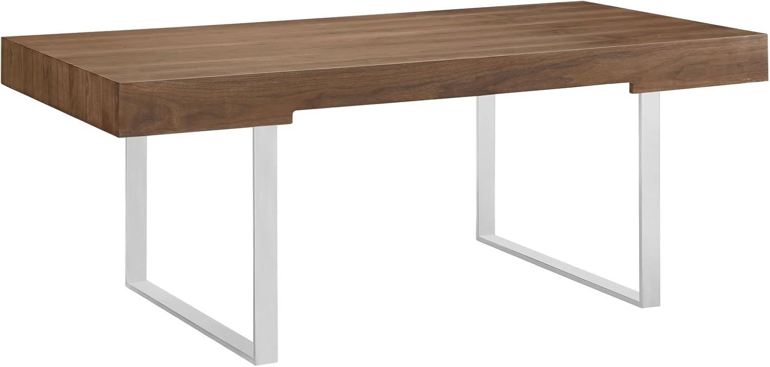 Modway Tinker Modern Stainless Steel & Wood Office Desk in Walnut