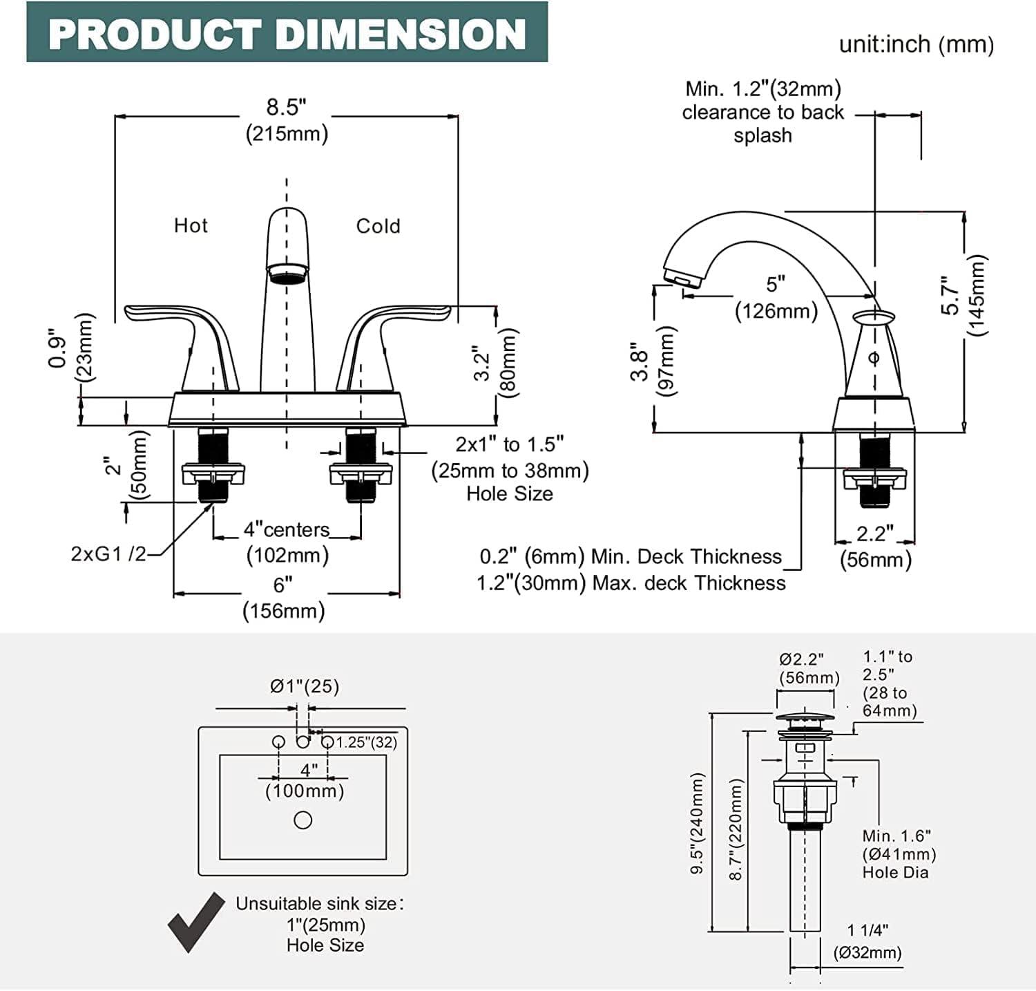 Oil Rubbed Bronze Double Handle High Arc Bathroom Faucet