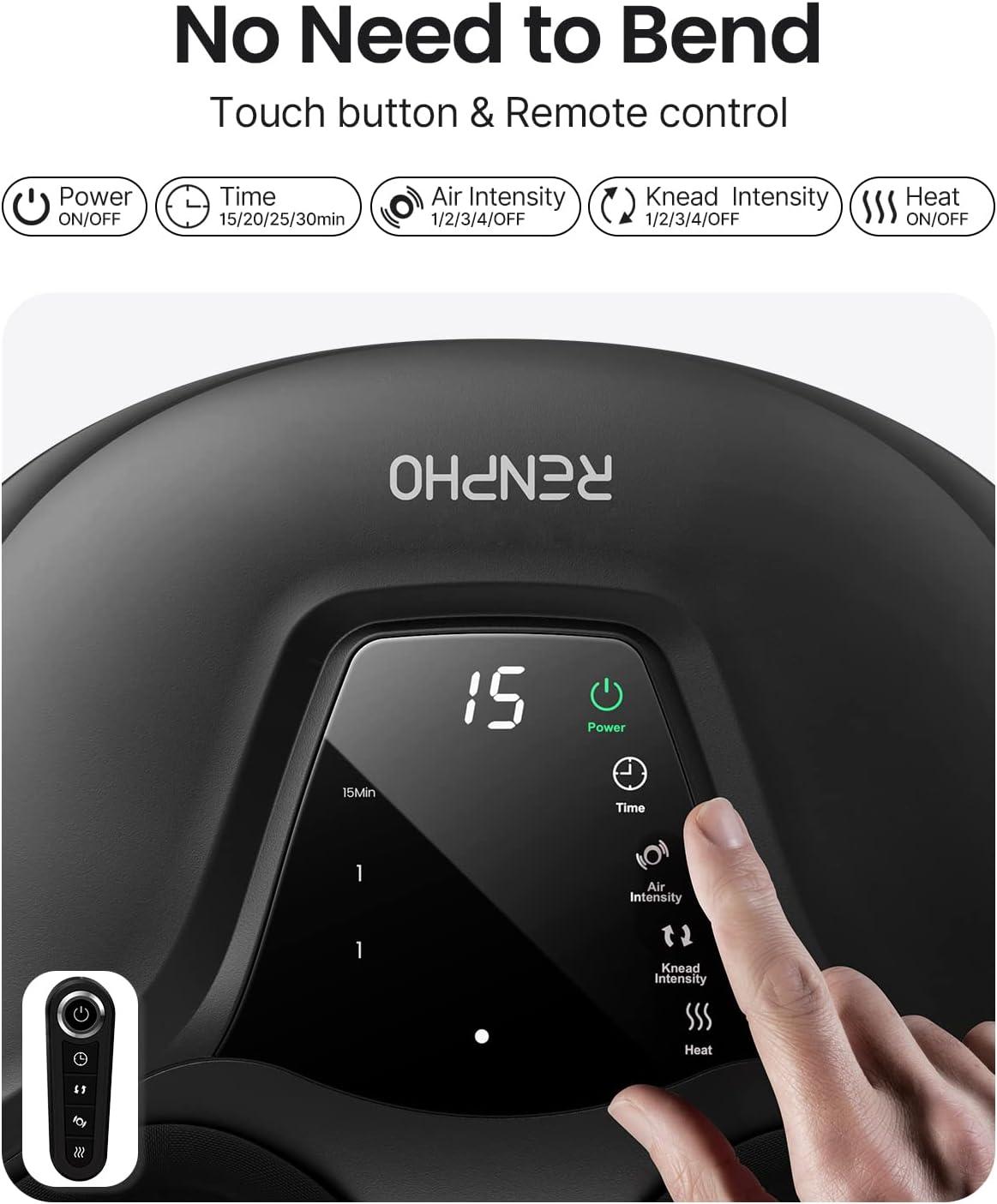 Renpho Shiatsu Foot Massager with Heat for Tired Foot Blood Circulation up to size 11, Black,Fathers Day & Birthday Gifts for Mom Dad Men