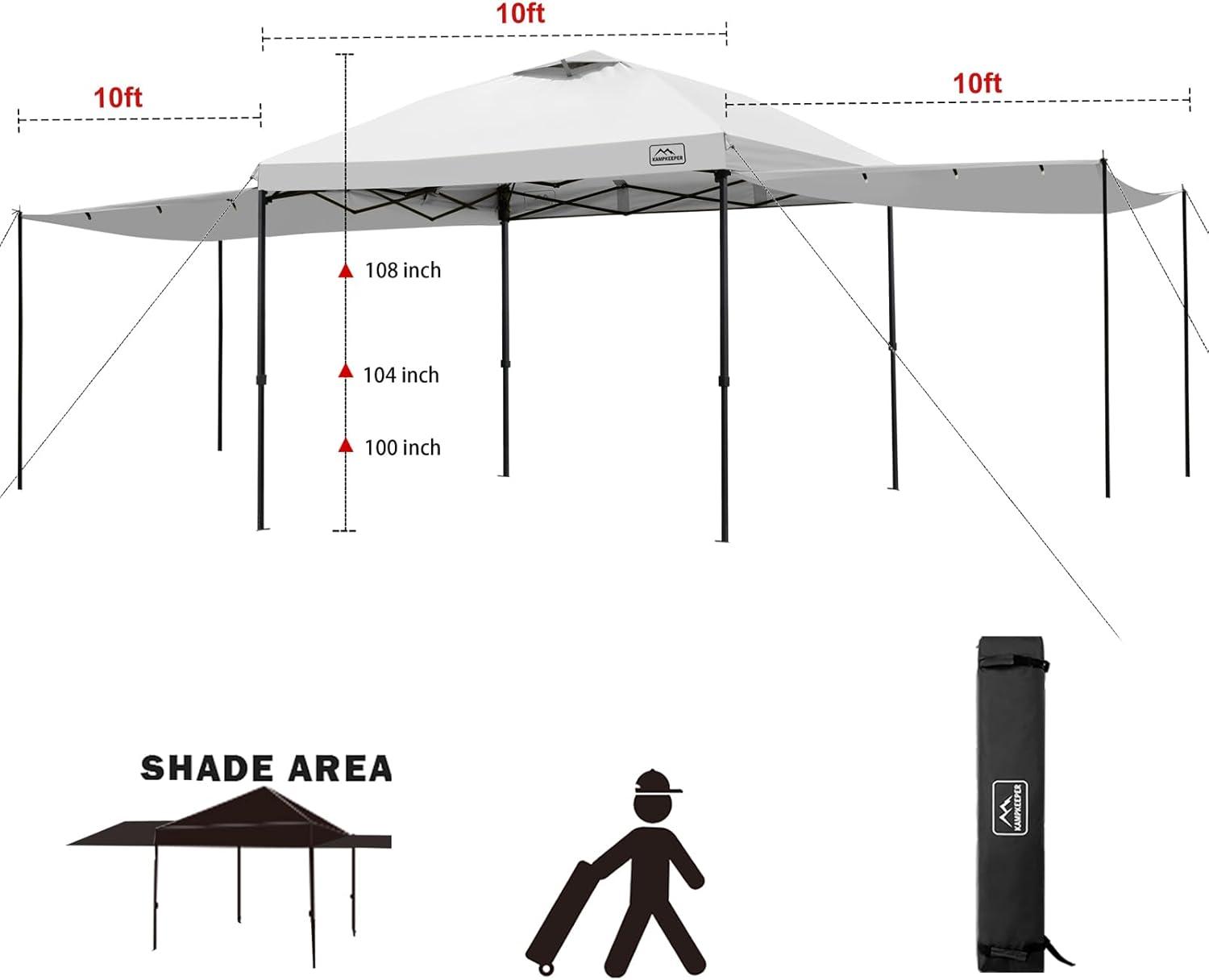 White Adjustable Height 10x10 Outdoor Canopy Tent with Sidewalls